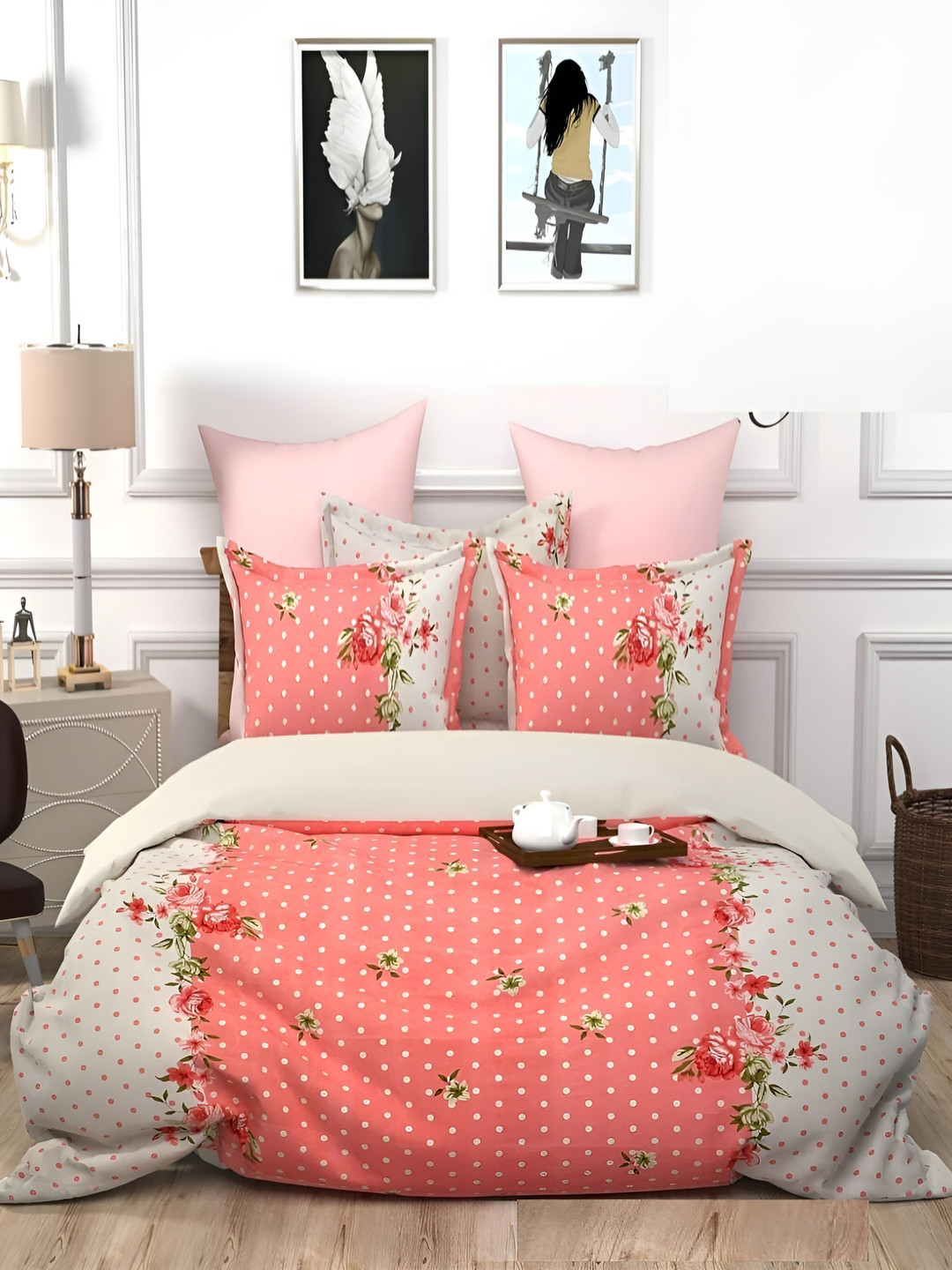 Supreme Home Collective Peach & White Floral 144 TC King Bedsheet with 2 Pillow Covers
Supreme Home Collective Peach & White Floral 144 TC King Bedsheet with 2 Pillow Covers