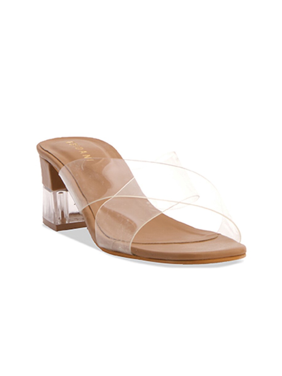 ERIDANI Open Toe Block Heels, Beige