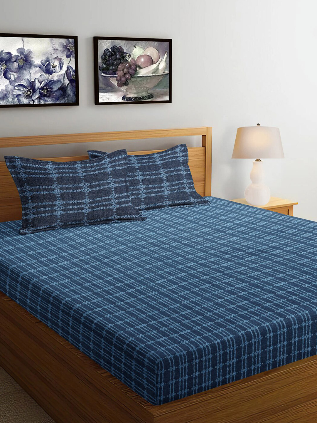 Arrabi Blue & Black Geometric 300 TC King Bedsheet with 2 Pillow Covers 130 GSM
Arrabi Blue & Black Geometric 300 TC King Bedsheet with 2 Pillow Covers 130 GSM