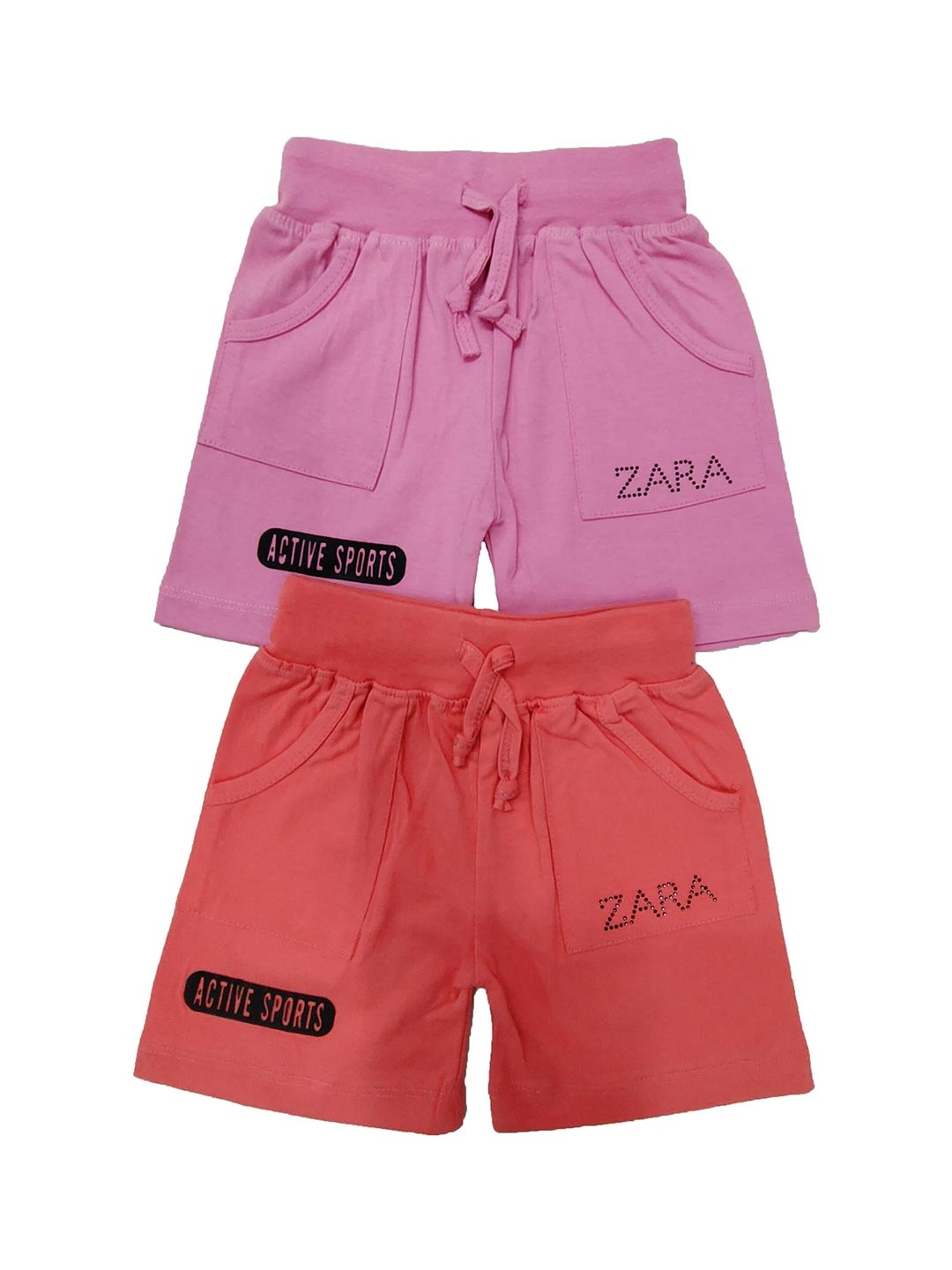 BAESD Kids Pack Of 2 Mid-Rise Pure Cotton Regular Shorts, Pink