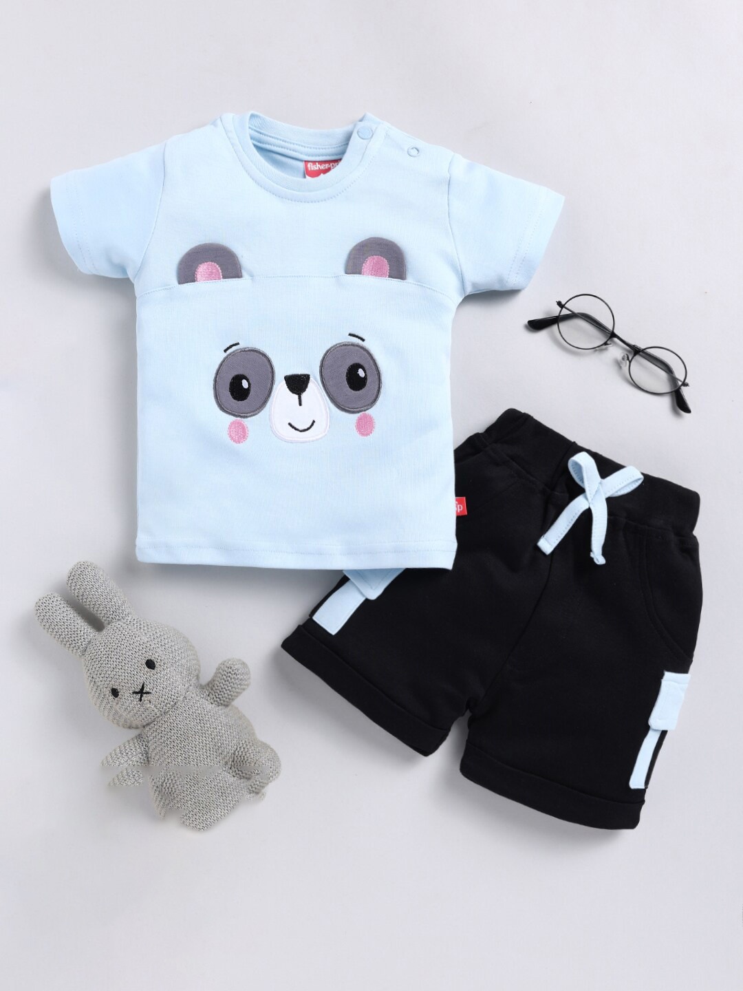 Moms Love Boys Printed Pure Cotton T-shirt With Shorts, Blue
