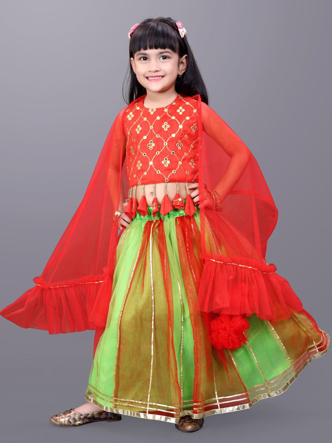 BAESD Girls Embroidered Mirror Work Ready To Wear Lehenga & Blouse With Dupatta, Green
BAESD Girls Embroidered Mirror Work Ready To Wear Lehenga & Blouse With Dupatta, Green