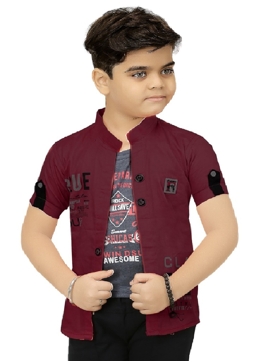 BAESD Boys Typography Printed Mandarin Collar Tailored Jacket With Attached T-shirt, Maroon
BAESD Boys Typography Printed Mandarin Collar Tailored Jacket With Attached T-shirt, Maroon