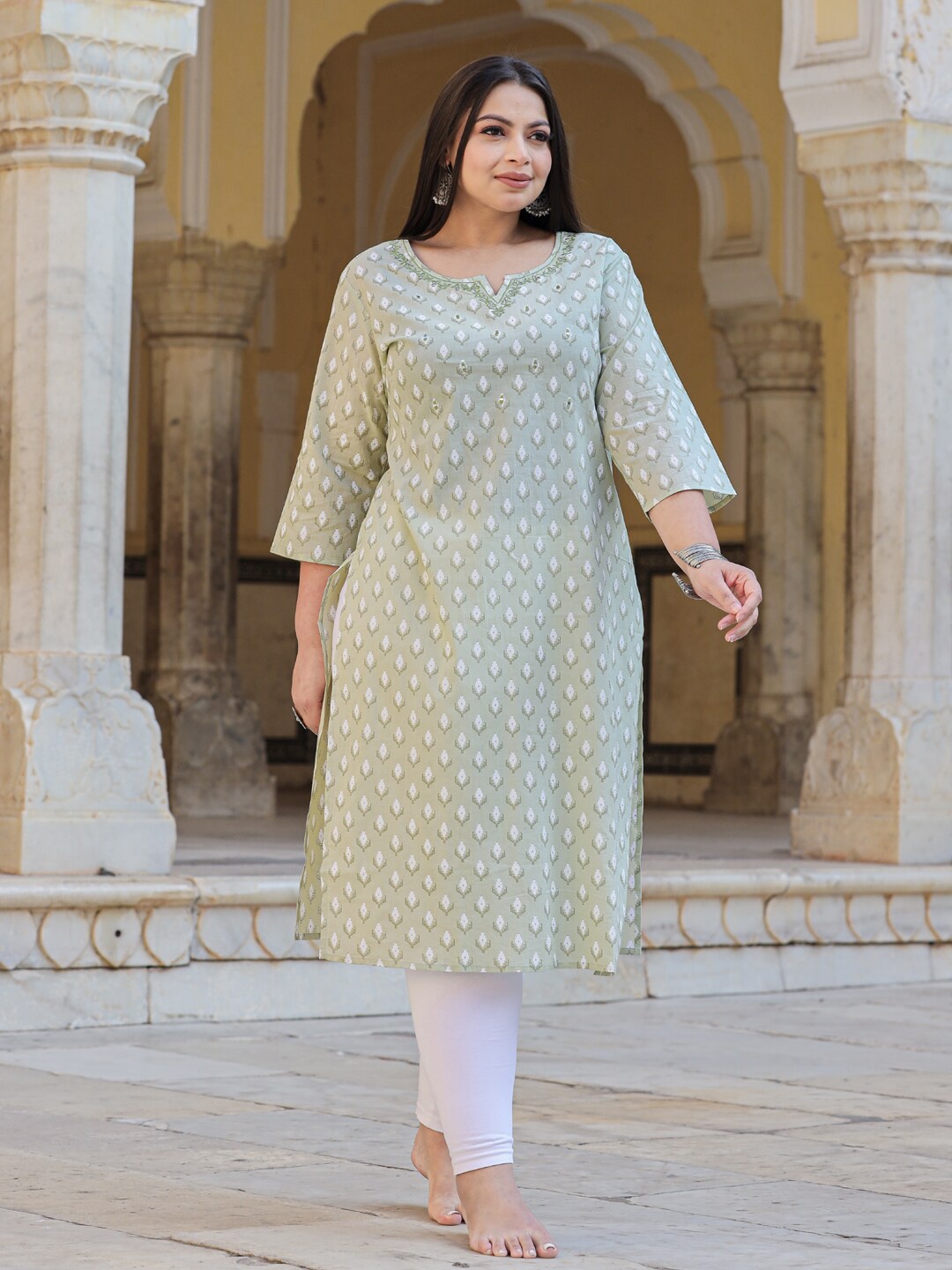 Readiprint Fashions Plus Size Floral Printed Thread Work Floral Strigth Kurta, Green
Readiprint Fashions Plus Size Floral Printed Thread Work Floral Strigth Kurta, Green