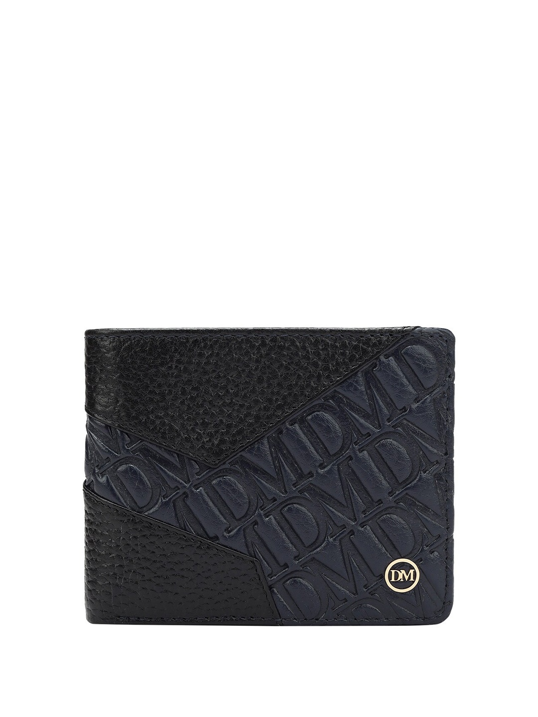 Da Milano Men Textured Leather Two Fold Wallet, Blue