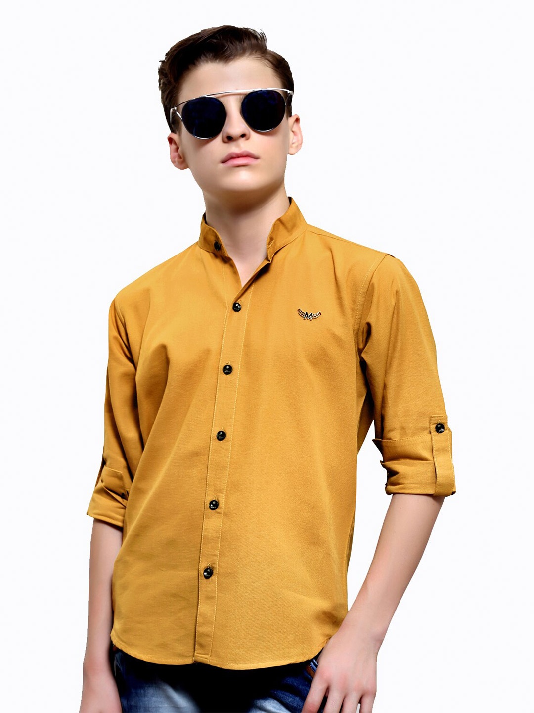 BAESD Boys Opaque Mandarin Collar Roll-Up Sleeves Cotton Classic Casual Shirt, Mustard
BAESD Boys Opaque Mandarin Collar Roll-Up Sleeves Cotton Classic Casual Shirt, Mustard