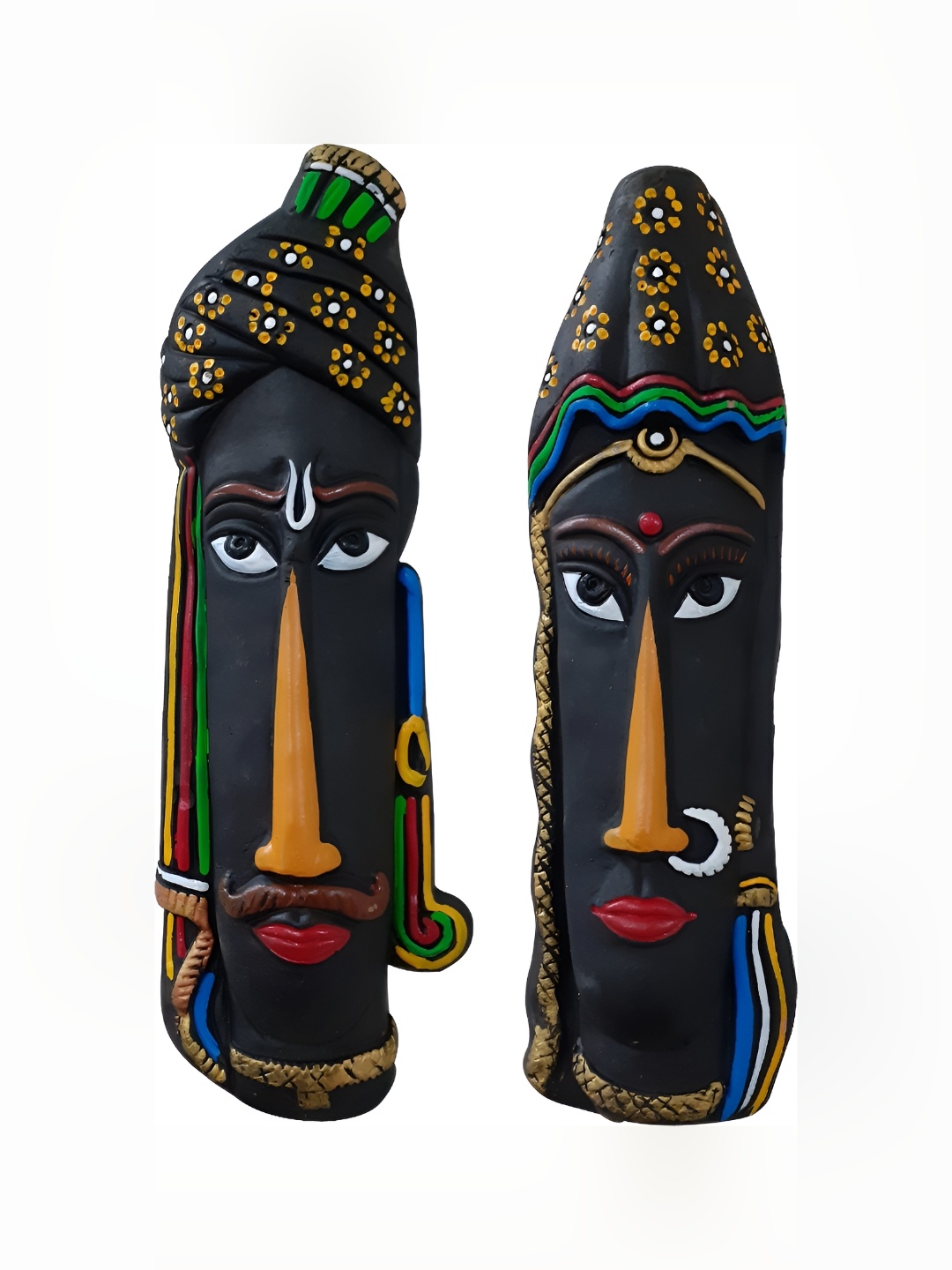 ESVAR STONECRAFT Black 2 Pieces Wall Hanging Terracotta Decorative Showpiece