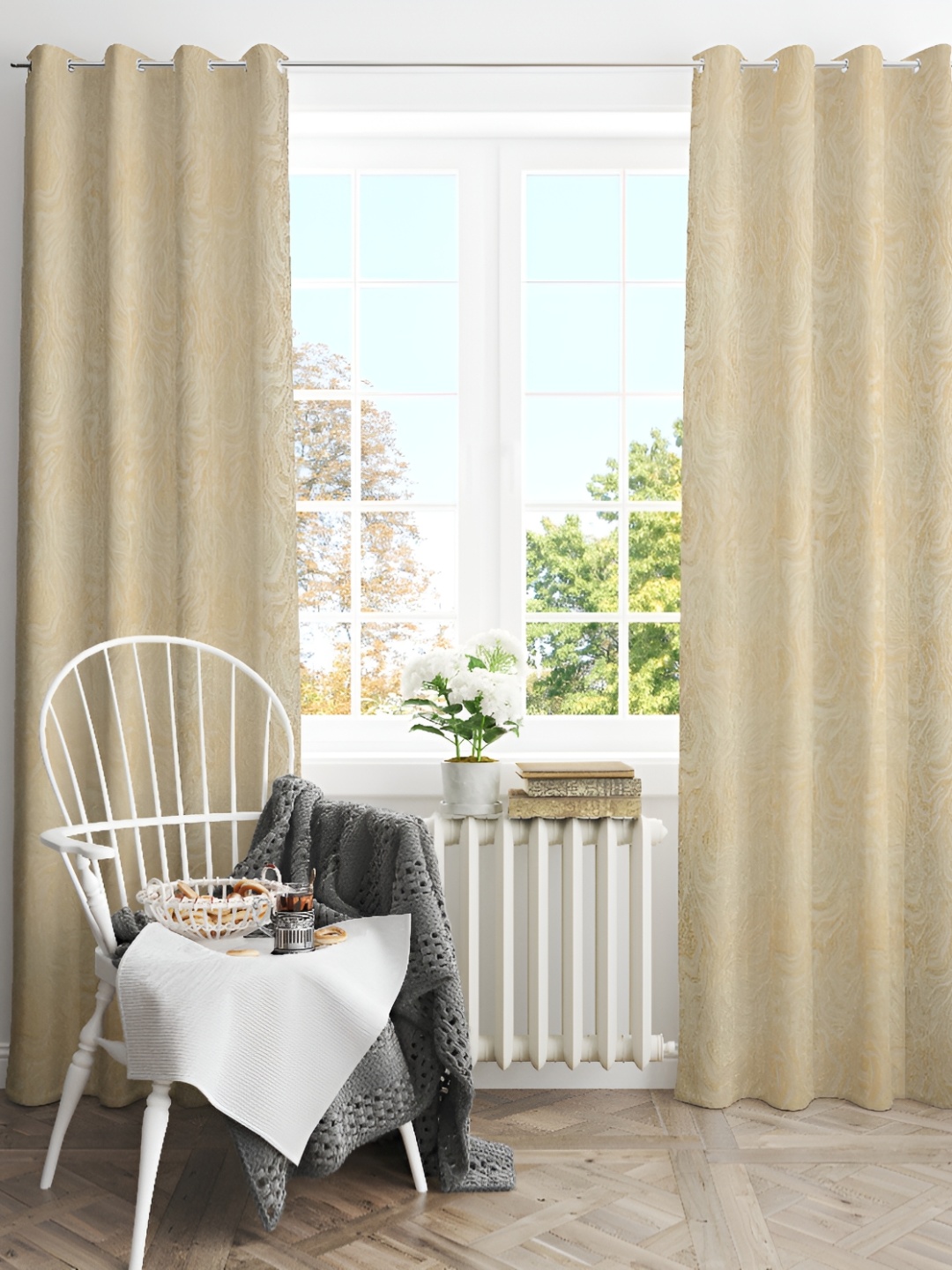 LAFIONA Gold-toned 2 Pieces Room Darkening Long Door Curtains
