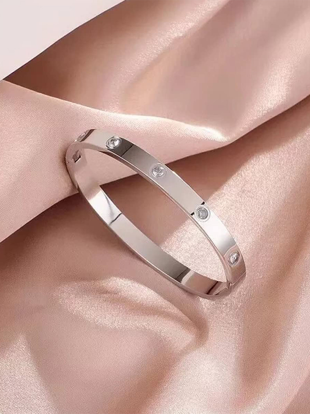 Shining Diva Fashion Crystals Silver-Plated Bangle-Style Bracelet
Shining Diva Fashion Crystals Silver-Plated Bangle-Style Bracelet