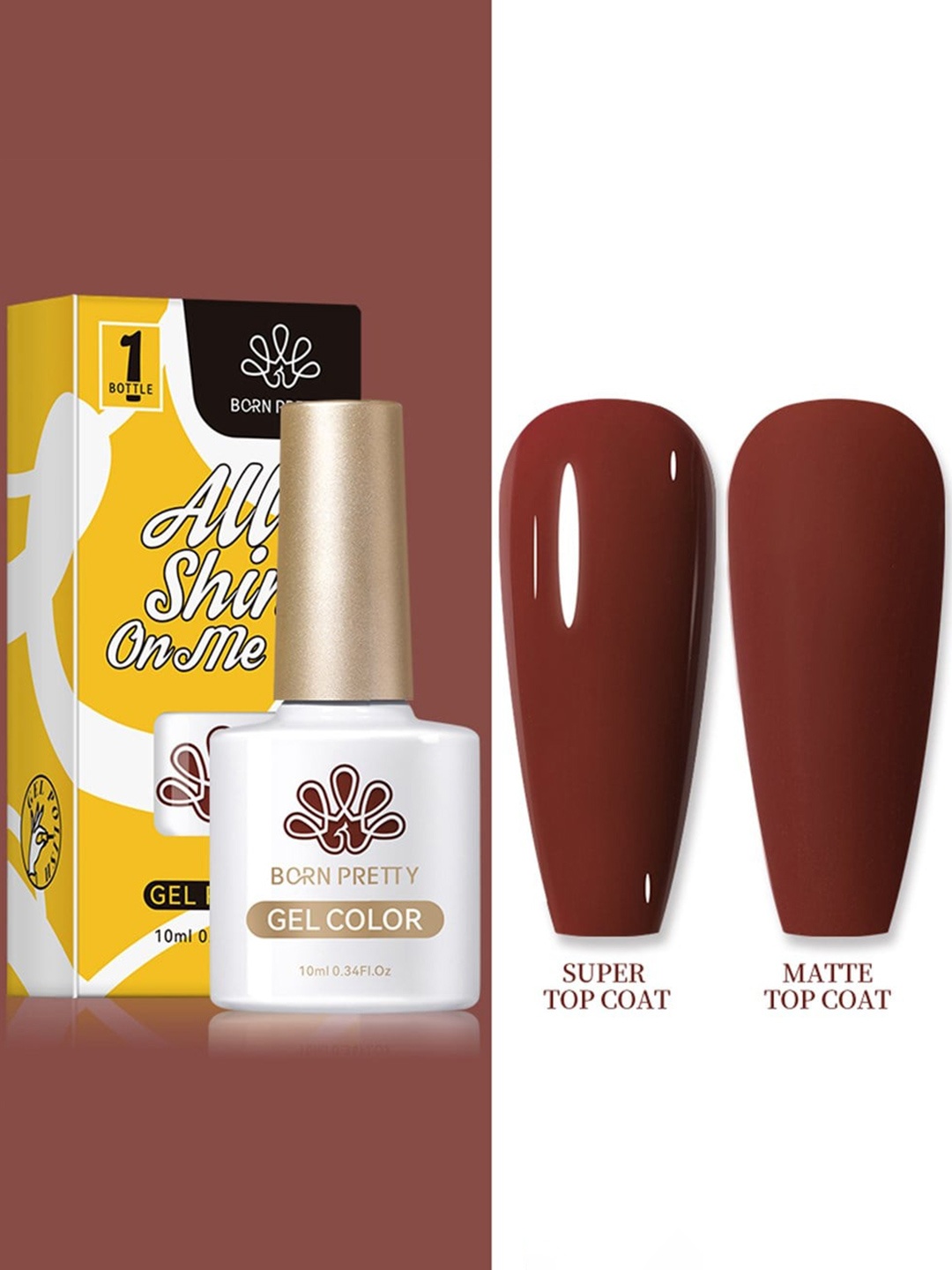 BORN PRETTY All Shine On Me Long Lasting Soak-Off Gel Nail Polish 10 ml - Shade CG089, Brown
BORN PRETTY All Shine On Me Long Lasting Soak-Off Gel Nail Polish 10 ml - Shade CG089, Brown