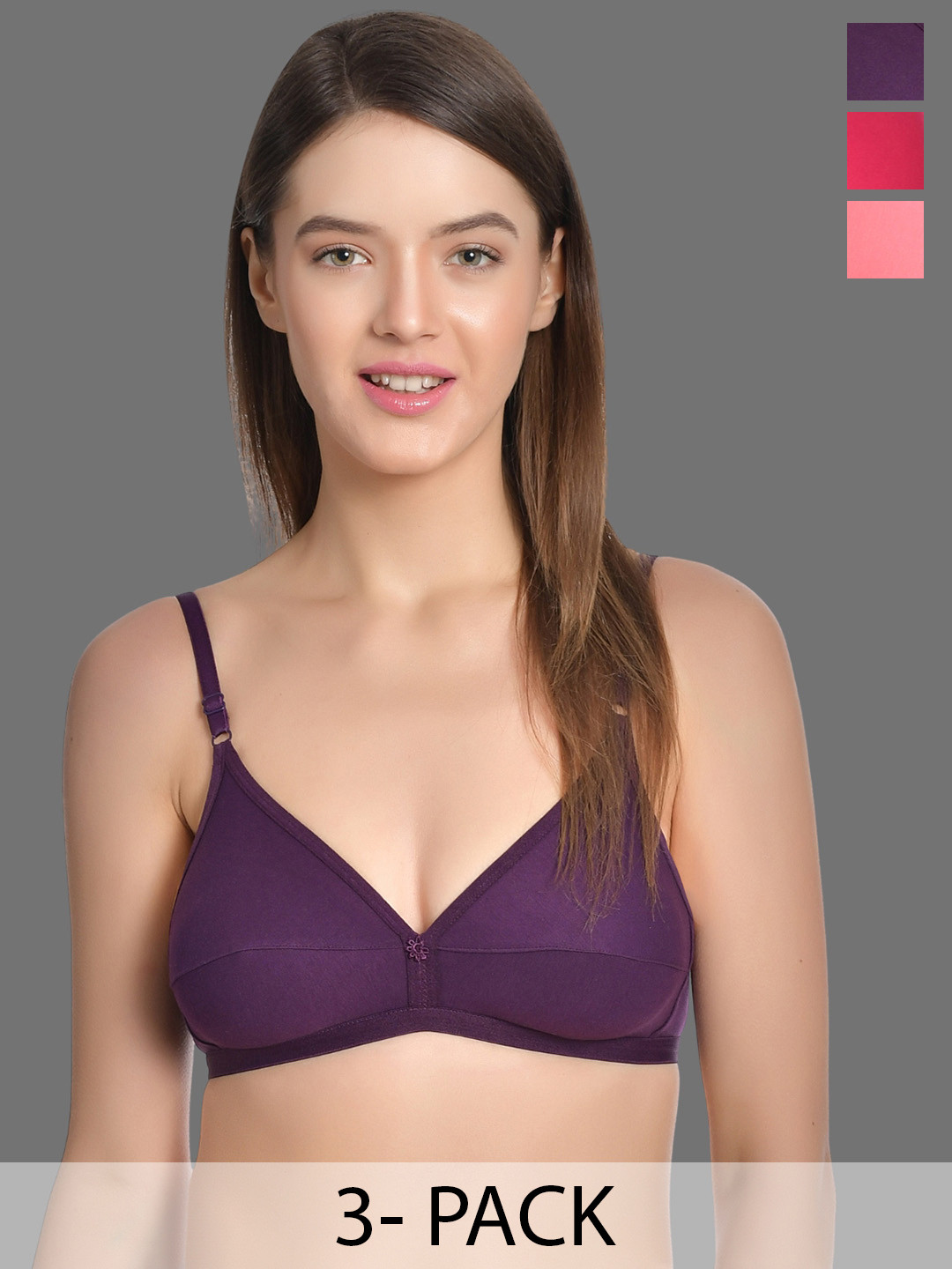 Aimly Pack Of 3 Half Coverage Cut And Sew Cotton Everyday Bra With All Day Comfort, Purple
Aimly Pack Of 3 Half Coverage Cut And Sew Cotton Everyday Bra With All Day Comfort, Purple