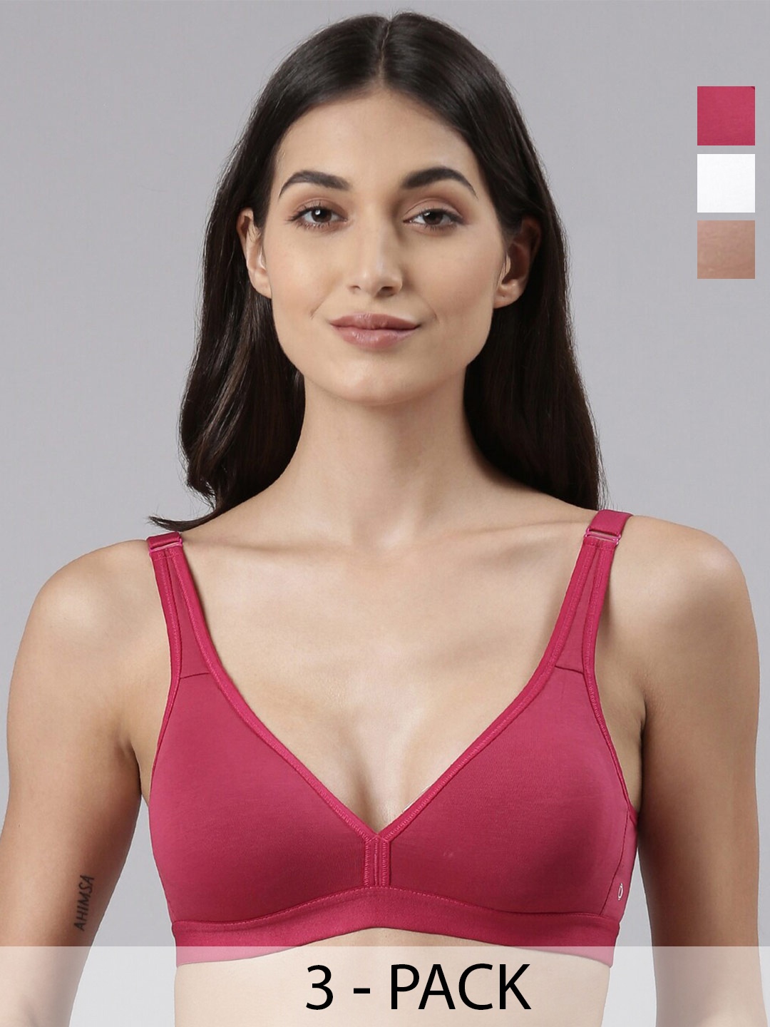 Dollar Missy Pack of 3 Women Cotton Wire-Free Basic Support Bra DES-1001-CRS-SK-WH-PO3, Brown
Dollar Missy Pack of 3 Women Cotton Wire-Free Basic Support Bra DES-1001-CRS-SK-WH-PO3, Brown