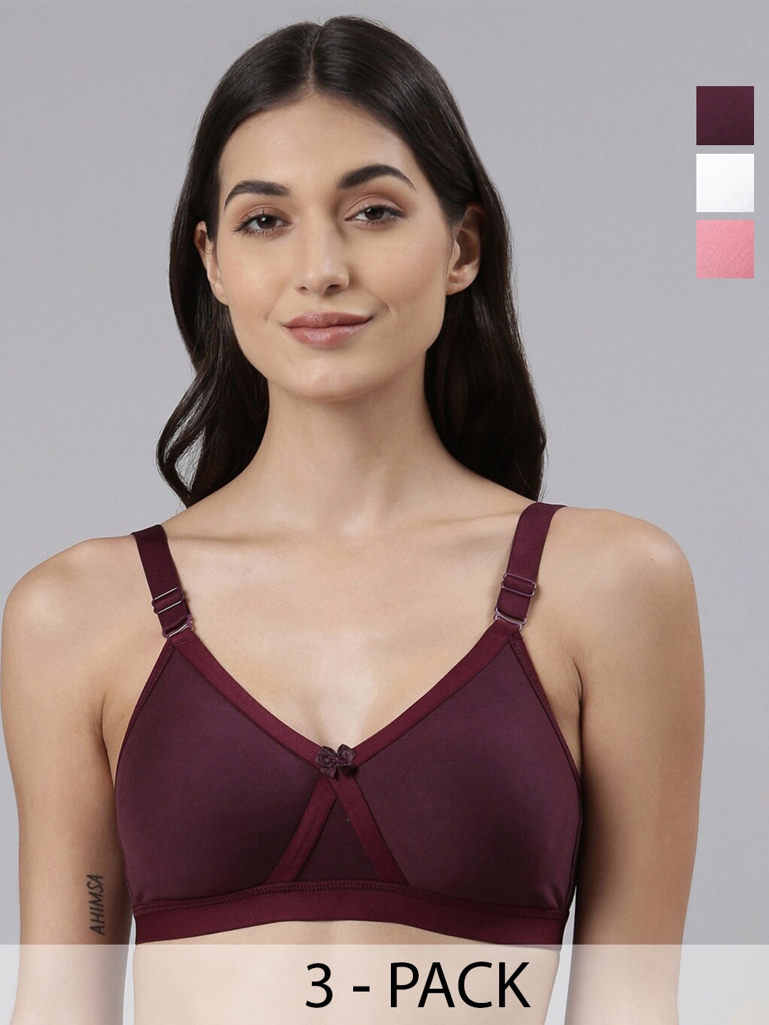 Dollar Missy Pack of 3 Cotton Wire-Free Crossover Support Bra DES-1151-PRP-SLR-WH-PO3, Burgundy
Dollar Missy Pack of 3 Cotton Wire-Free Crossover Support Bra DES-1151-PRP-SLR-WH-PO3, Burgundy