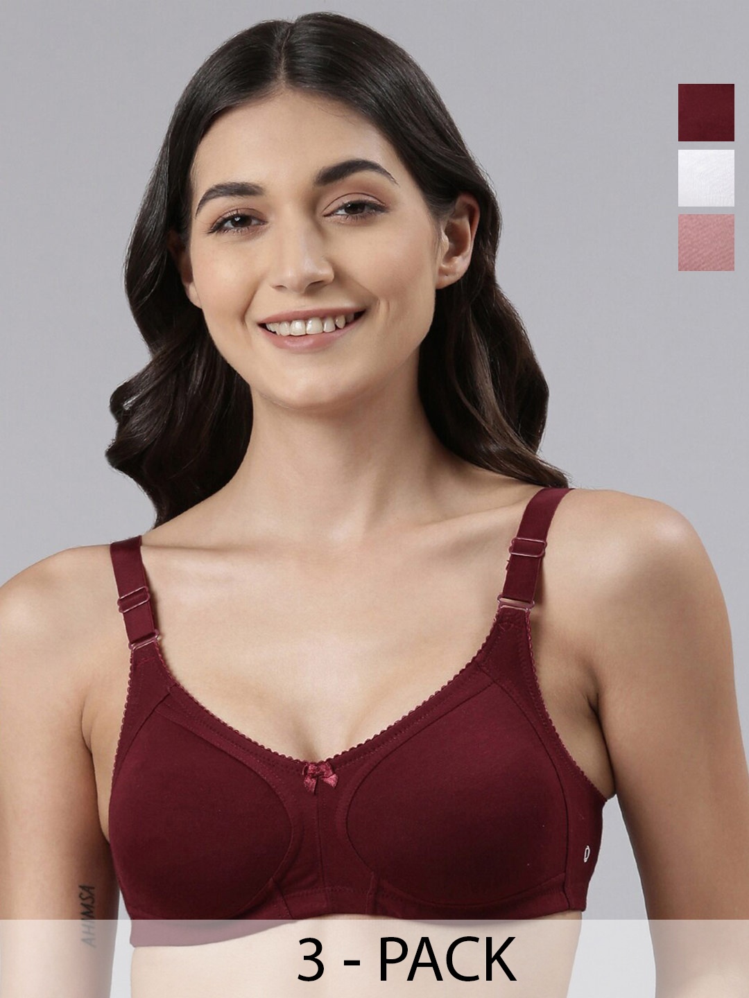 Dollar Missy Pack of 3 Combed Cotton with Stretchy Elastane Wire-Free Panelled Support Bra, Maroon
Dollar Missy Pack of 3 Combed Cotton with Stretchy Elastane Wire-Free Panelled Support Bra, Maroon