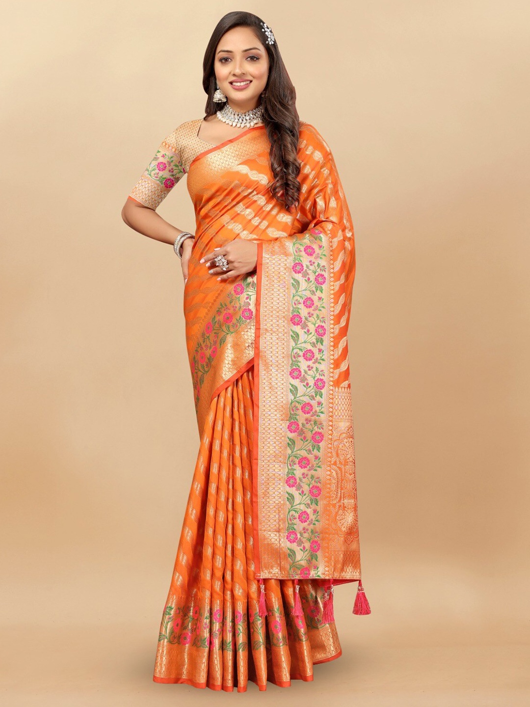 bansari textiles Striped Woven Design Zari Silk Cotton Designer Banarasi Saree, Orange
bansari textiles Striped Woven Design Zari Silk Cotton Designer Banarasi Saree, Orange