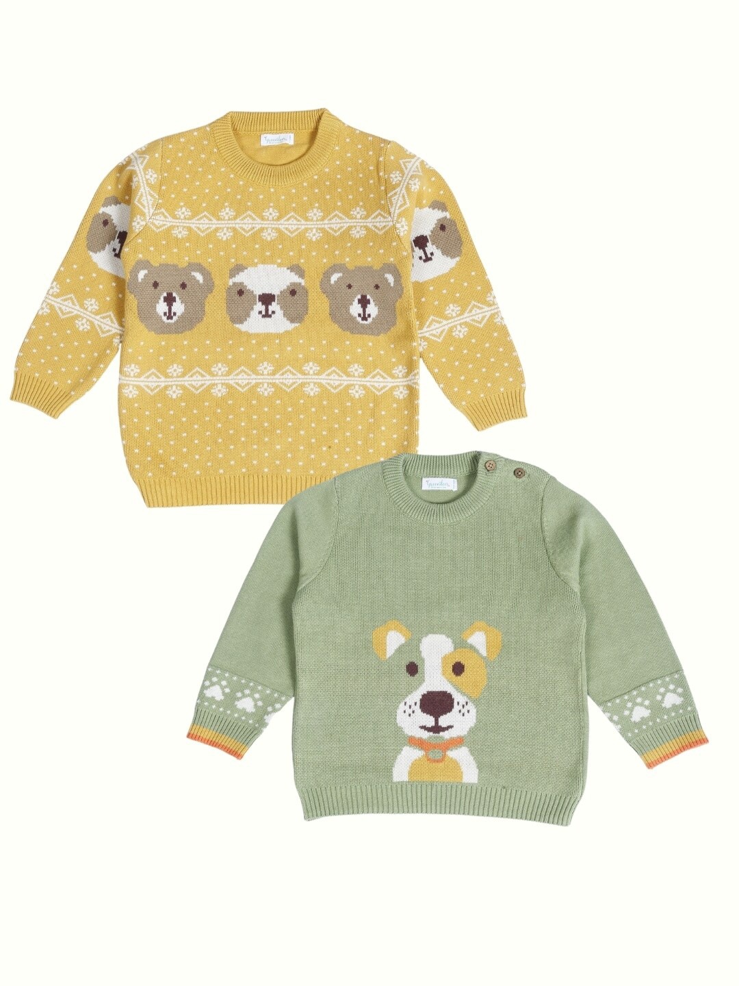 Greendeer Kids Pack Of 2 Enchanting Bear Printed Jacquard Pure Cotton Sweaters, Yellow
Greendeer Kids Pack Of 2 Enchanting Bear Printed Jacquard Pure Cotton Sweaters, Yellow