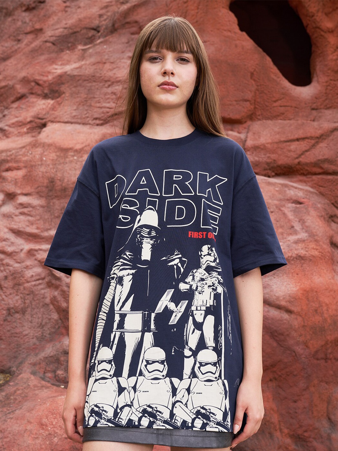 Bonkers Corner Typography Printed Drop Shoulder Sleeves Cotton Oversized T-shirt, Navy blue
Bonkers Corner Typography Printed Drop Shoulder Sleeves Cotton Oversized T-shirt, Navy blue