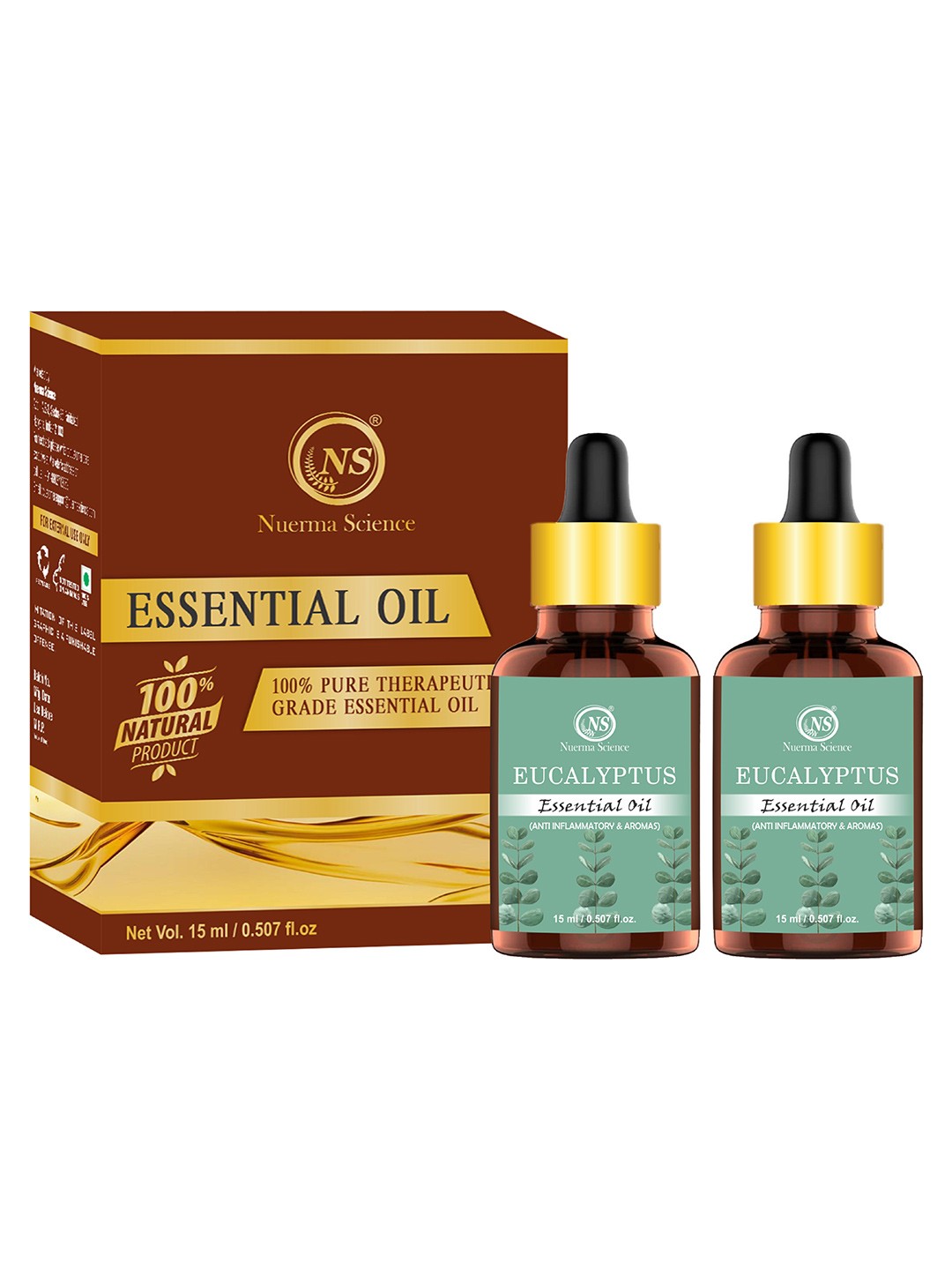 Nuerma Science Set of 2 Eucalyptus Essential Oil for Anti Inflammatory - 15ml Each, Green
Nuerma Science Set of 2 Eucalyptus Essential Oil for Anti Inflammatory - 15ml Each, Green