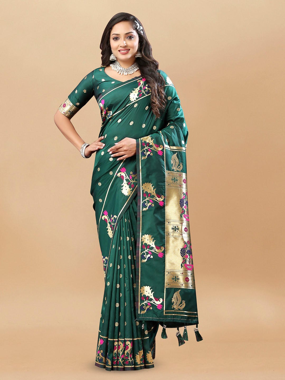 bansari textiles Ethnic Motifs Woven Design Zari Silk Cotton Banarasi Saree, Green
bansari textiles Ethnic Motifs Woven Design Zari Silk Cotton Banarasi Saree, Green