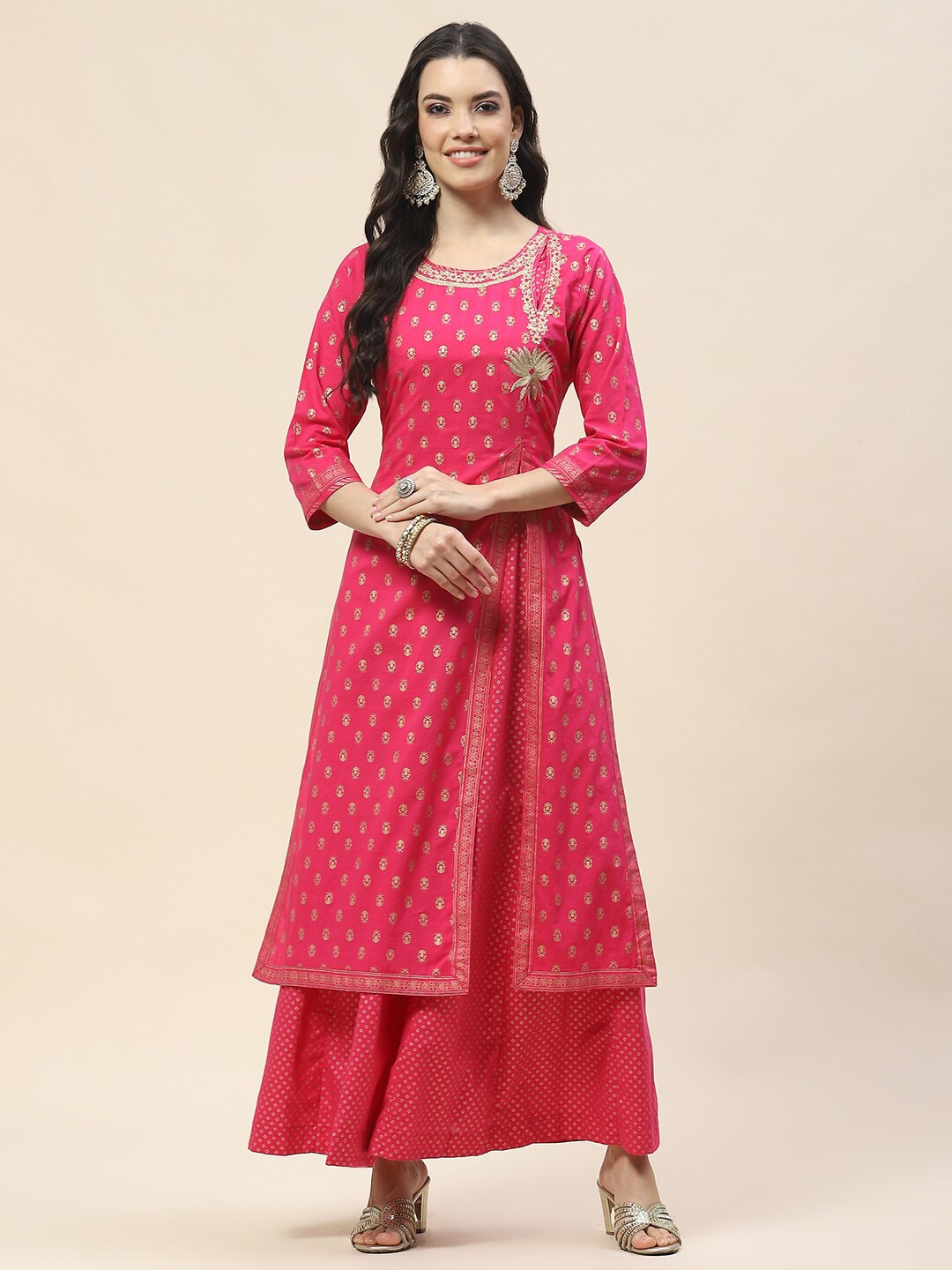 Meena Bazaar Ethnic Motifs Printed Round Neck Three-Quarter Sleeves Cotton Kurta, Pink
Meena Bazaar Ethnic Motifs Printed Round Neck Three-Quarter Sleeves Cotton Kurta, Pink
