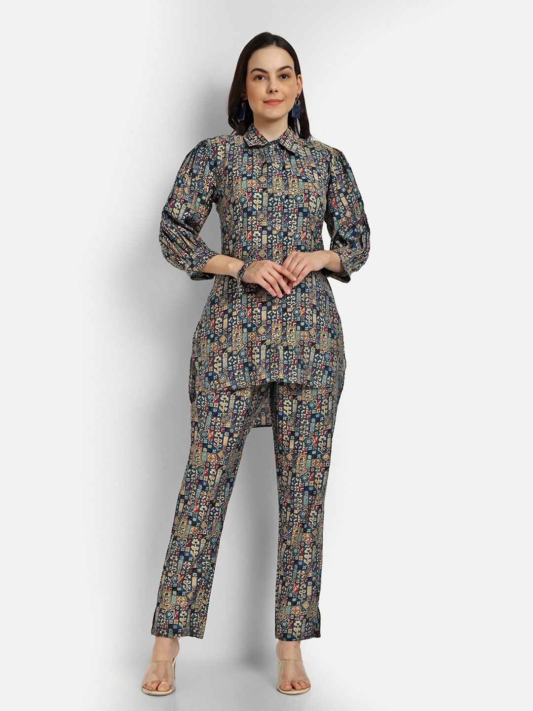 SHINISHA Floral Printed Modal Chanderi Shirt With Trouser Co-Ords With Scrunchie, Green
SHINISHA Floral Printed Modal Chanderi Shirt With Trouser Co-Ords With Scrunchie, Green