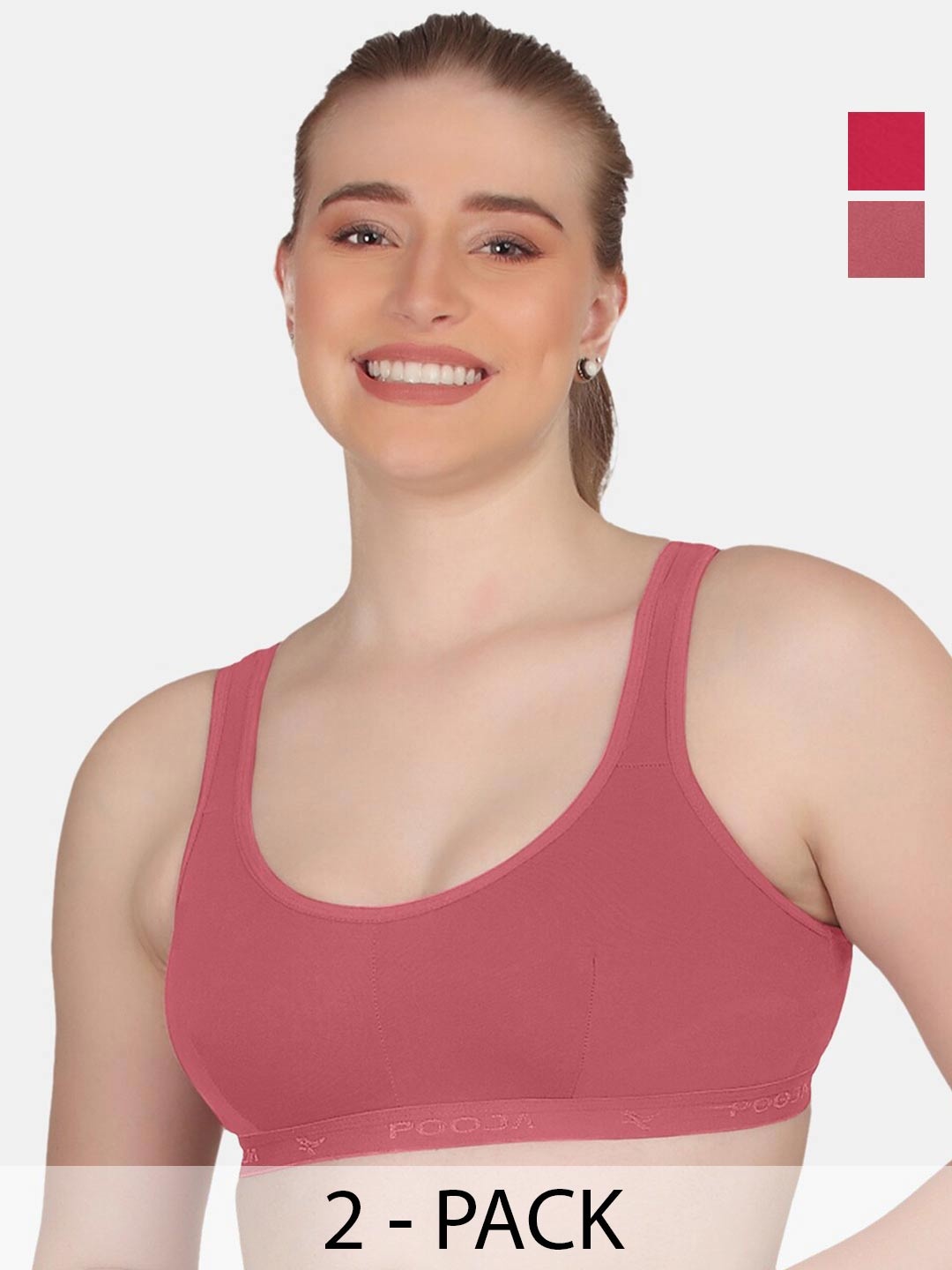 POOJA RAGENEE Plus Size Pack Of 2 Non Padded Cotton T-Shirt Bras With All Day Comfort, Pink
POOJA RAGENEE Plus Size Pack Of 2 Non Padded Cotton T-Shirt Bras With All Day Comfort, Pink