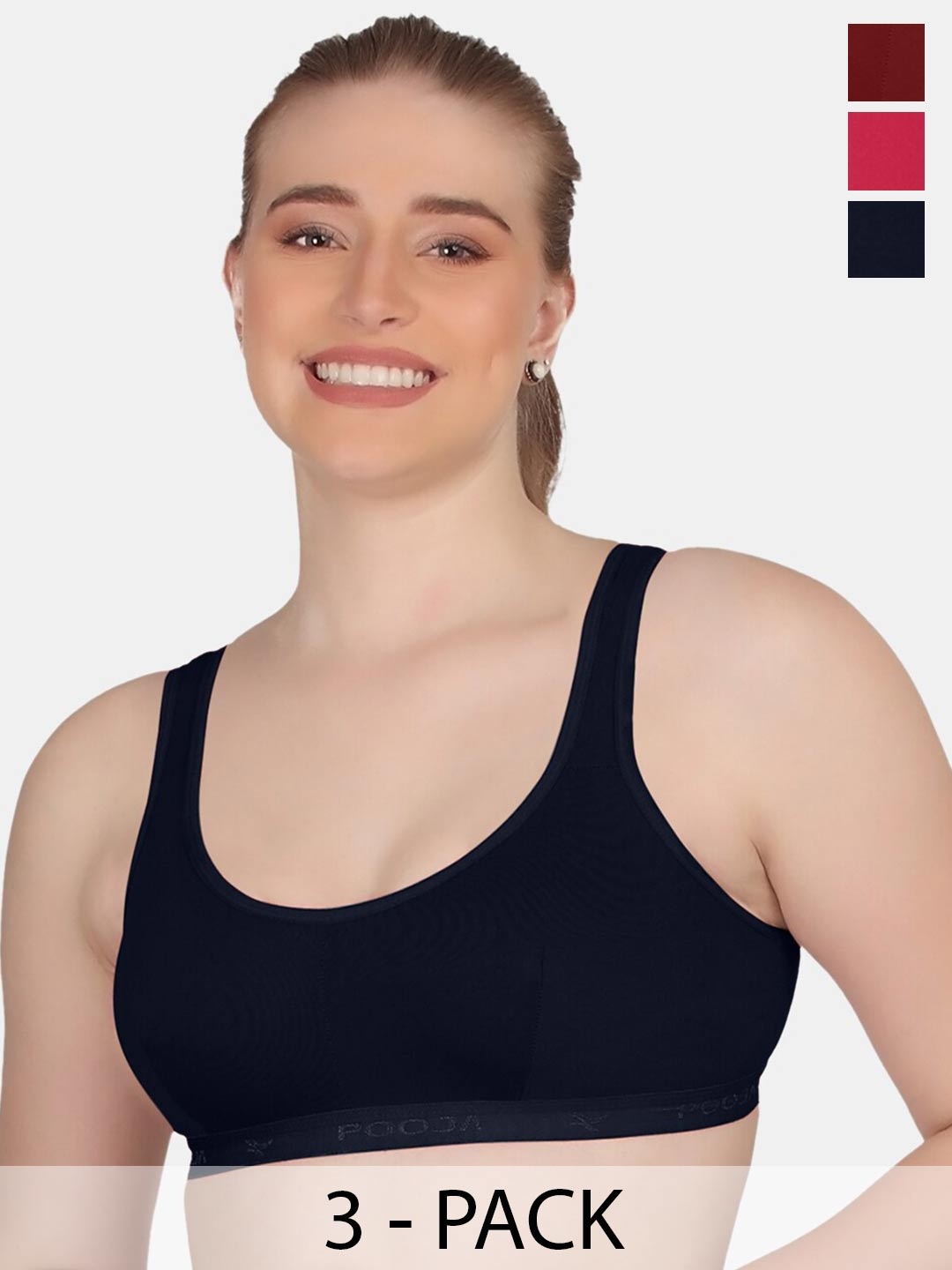 POOJA RAGENEE Plus Size Pack Of 3 Non Padded Cotton T-Shirt Bras With All Day Comfort, Navy blue
POOJA RAGENEE Plus Size Pack Of 3 Non Padded Cotton T-Shirt Bras With All Day Comfort, Navy blue