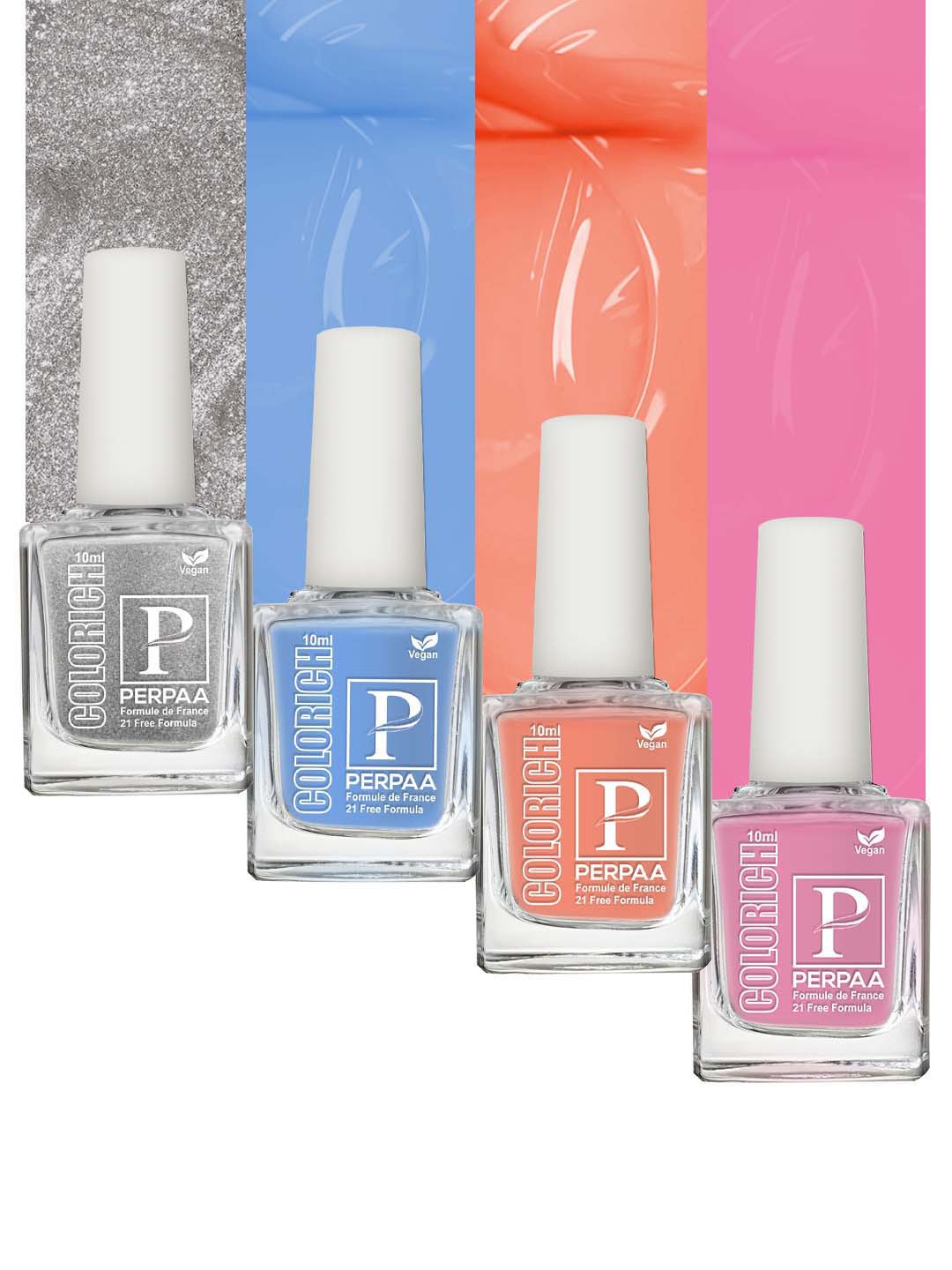 PERPAA Set of 4 Colorich High Shine Nail Polish 10 ml each - Shade 03 - 04 - 06 - 09, Multi
PERPAA Set of 4 Colorich High Shine Nail Polish 10 ml each - Shade 03 - 04 - 06 - 09, Multi