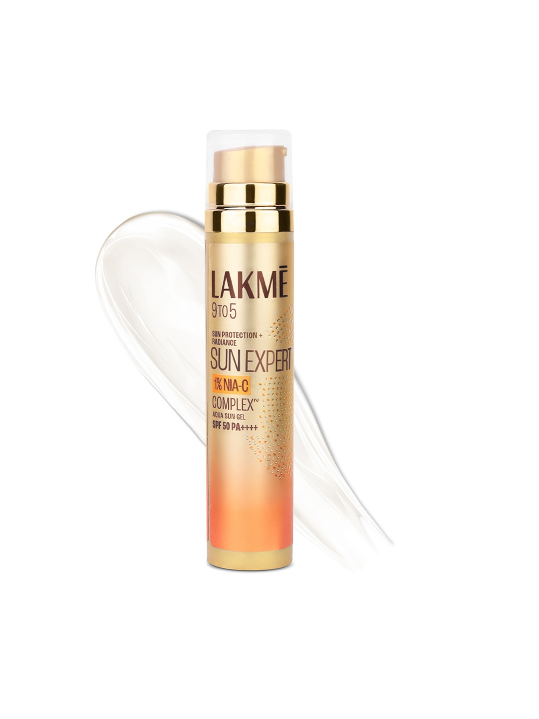 Lakme 9to5 1% Niacinamide & Vit C Water-Light SPF 50 PA++++ Sunscreen Gel for 2X Glow -56g, Gold
Lakme 9to5 1% Niacinamide & Vit C Water-Light SPF 50 PA++++ Sunscreen Gel for 2X Glow -56g, Gold