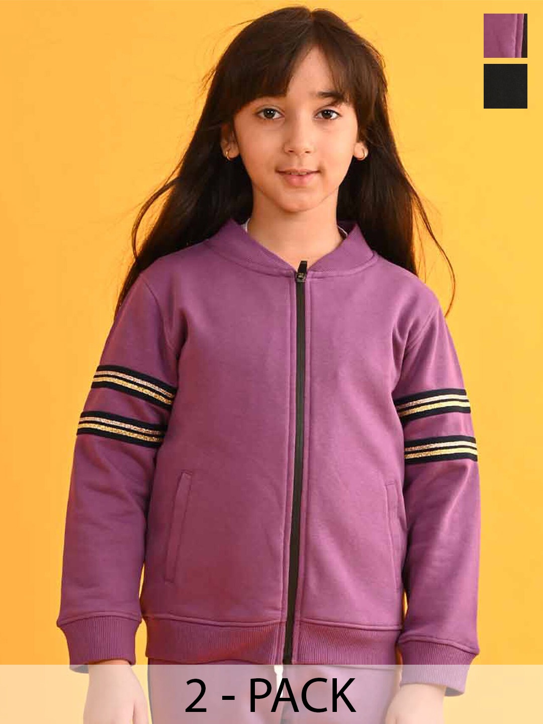 Anthrilo Girls Pack Of 2 Mandarin Collar Long Sleeves Fleece Front-Open Sweatshirt, Black
Anthrilo Girls Pack Of 2 Mandarin Collar Long Sleeves Fleece Front-Open Sweatshirt, Black