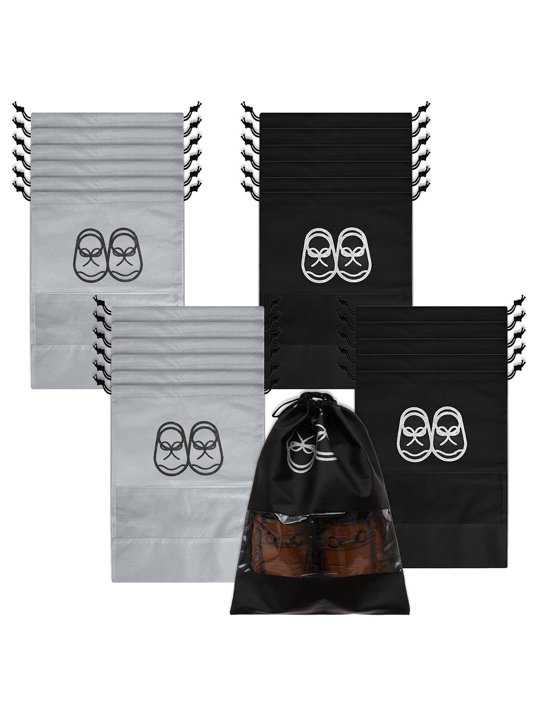 Kuber Industries Set Of 24 Graphic Printed Waterproof Shoe Bags With Clear Window, Black
Kuber Industries Set Of 24 Graphic Printed Waterproof Shoe Bags With Clear Window, Black