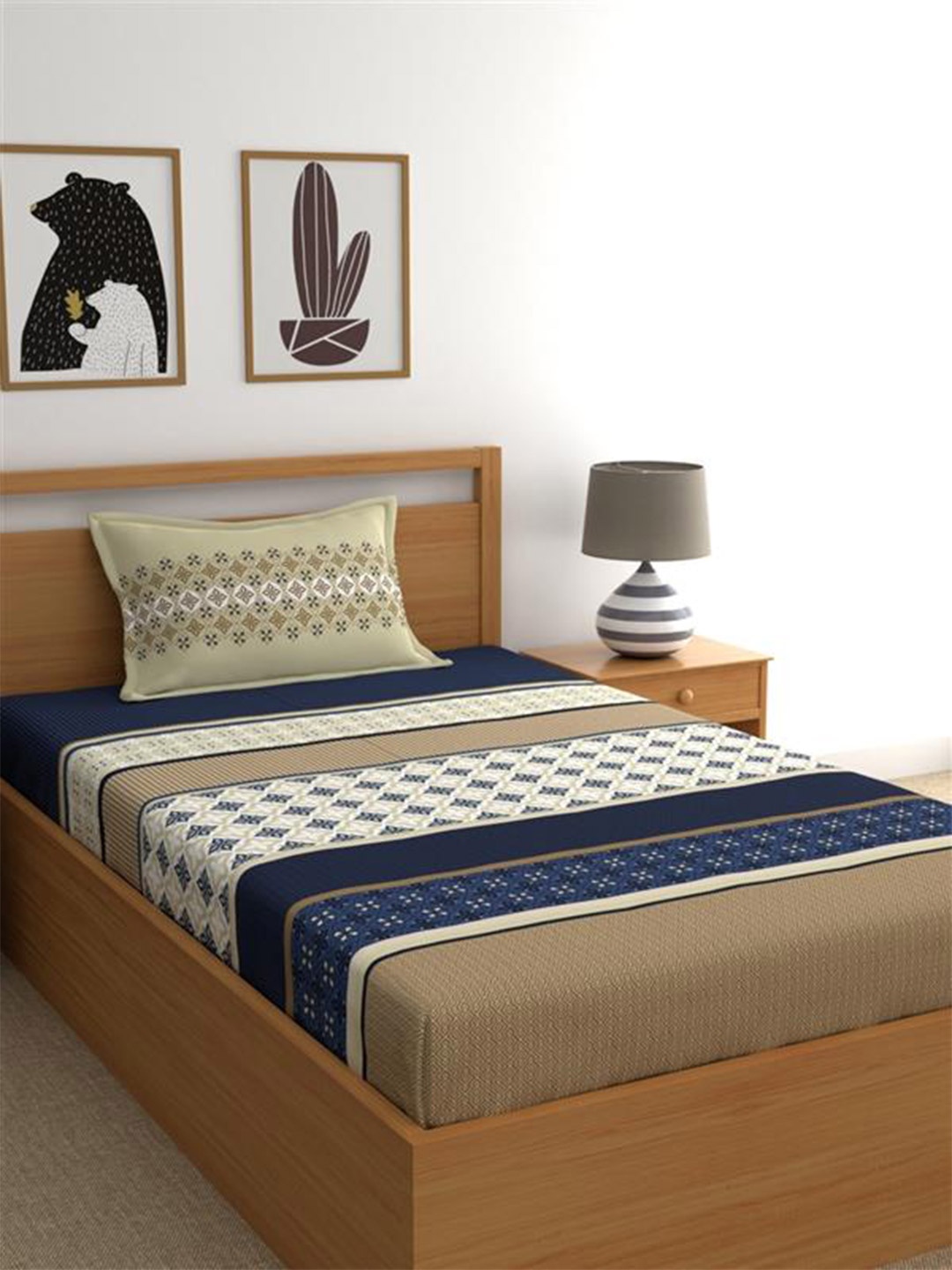Home Ecstasy Blue Ethnic Motifs Cotton 140 TC Single Fitted Bedsheet with 1 Pillow Covers
Home Ecstasy Blue Ethnic Motifs Cotton 140 TC Single Fitted Bedsheet with 1 Pillow Covers