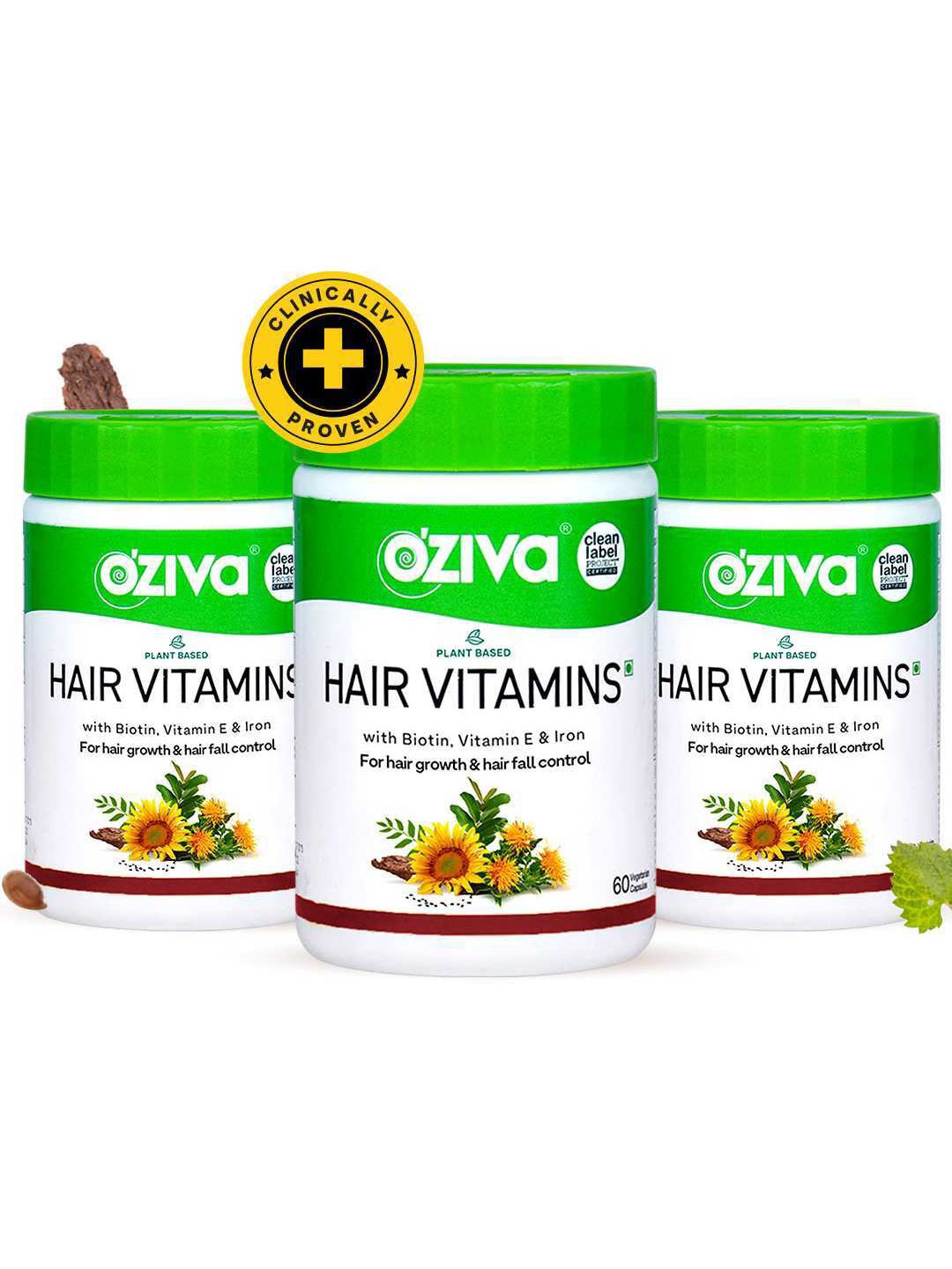 OZiva Plant Based Hair Vitamins Capsules With Biotin & Vitamin E - 180 Caps, Green
OZiva Plant Based Hair Vitamins Capsules With Biotin & Vitamin E - 180 Caps, Green
