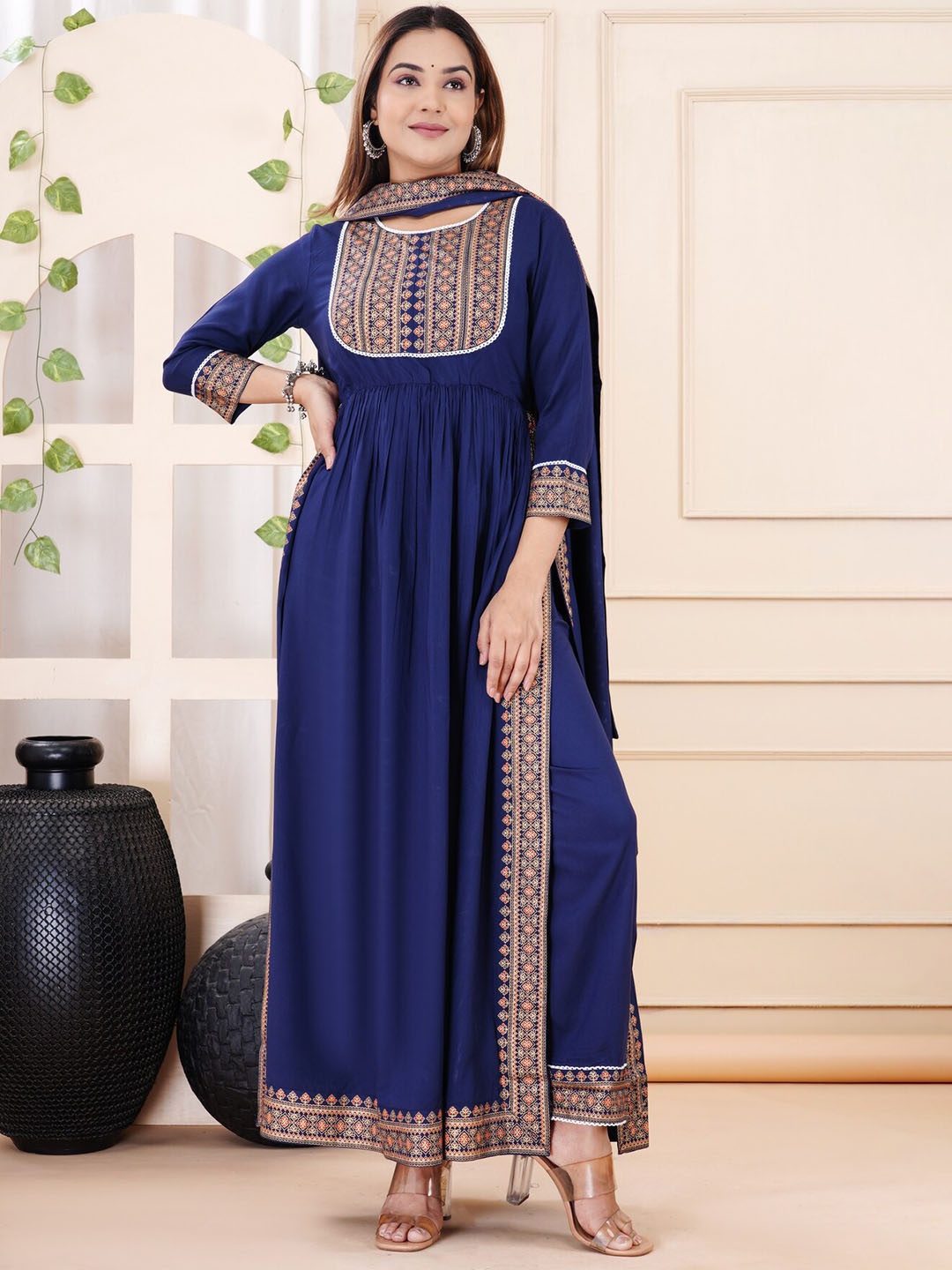PURSHOTTAM WALA Ethnic Motifs Printed Regular Kurta with Palazzos & With Dupatta, Blue
PURSHOTTAM WALA Ethnic Motifs Printed Regular Kurta with Palazzos & With Dupatta, Blue