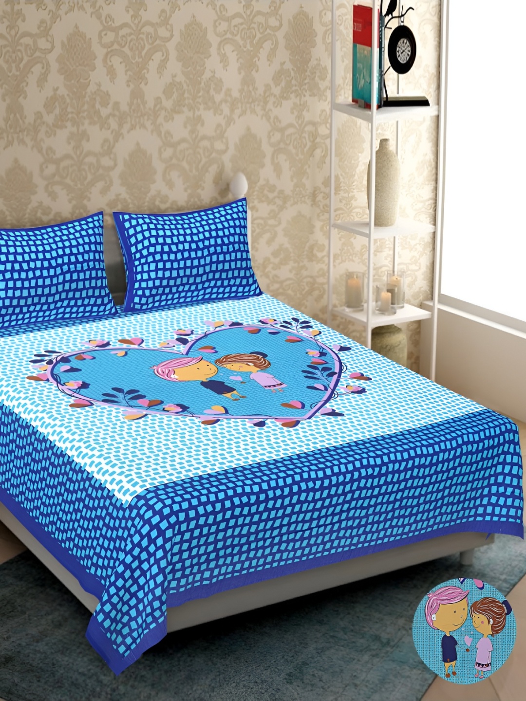 UBANIA COLLECTION Blue & Pink Printed Cotton 120 TC Queen Bedsheet with 2 Pillow Covers
UBANIA COLLECTION Blue & Pink Printed Cotton 120 TC Queen Bedsheet with 2 Pillow Covers