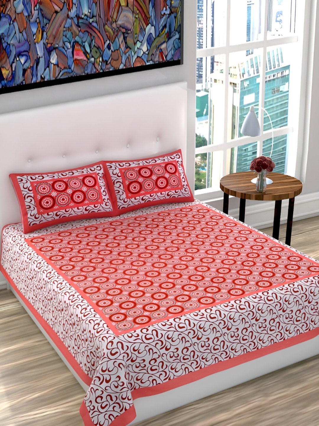 UBANIA COLLECTION Red & White Printed Cotton 120 TC Queen Bedsheet with 2 Pillow Covers
UBANIA COLLECTION Red & White Printed Cotton 120 TC Queen Bedsheet with 2 Pillow Covers