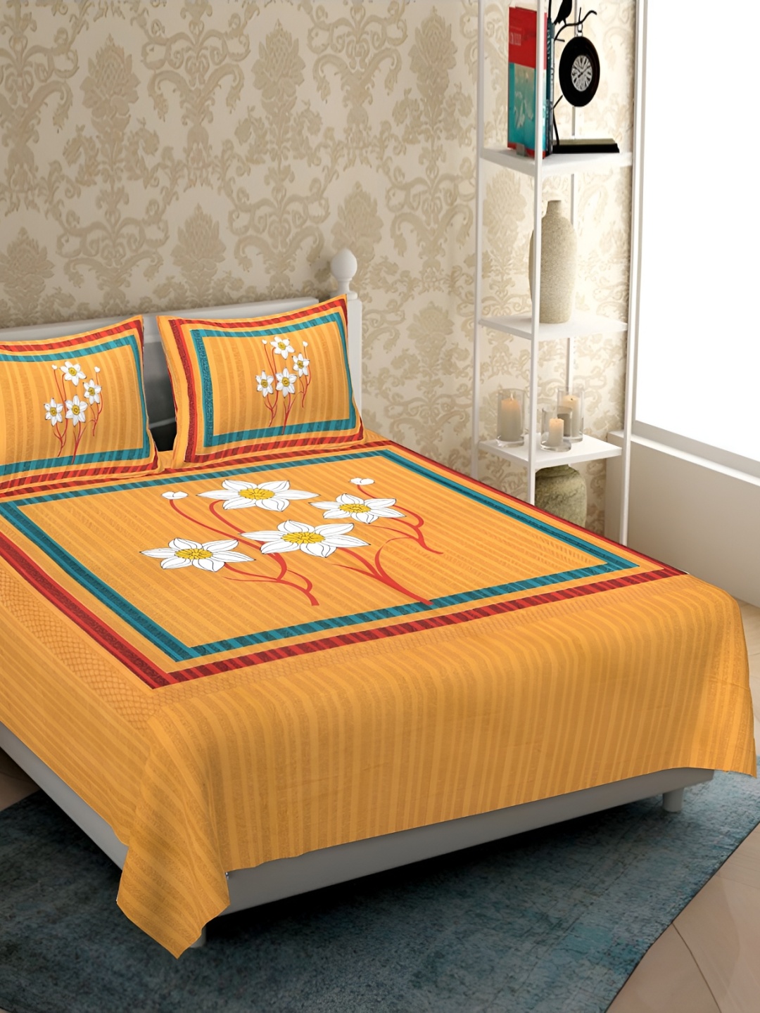 UBANIA COLLECTION Yellow Floral Printed 120 TC Cotton Queen Bedsheet with 2 Pillow Covers
UBANIA COLLECTION Yellow Floral Printed 120 TC Cotton Queen Bedsheet with 2 Pillow Covers