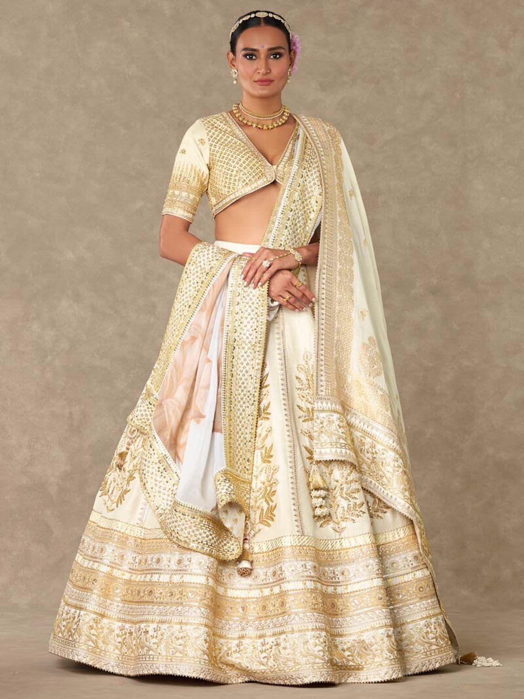 Masaba Ethnic Motifs Embroidered Sequined Ready to Wear Lehenga & Blouse With Dupatta, White
Masaba Ethnic Motifs Embroidered Sequined Ready to Wear Lehenga & Blouse With Dupatta, White