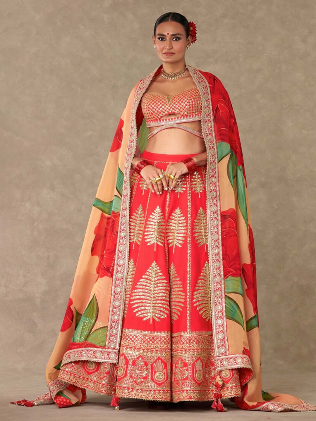 Masaba Ethnic Motifs Embroidered Sequined Ready to Wear Lehenga & Blouse With Dupatta, Red
Masaba Ethnic Motifs Embroidered Sequined Ready to Wear Lehenga & Blouse With Dupatta, Red