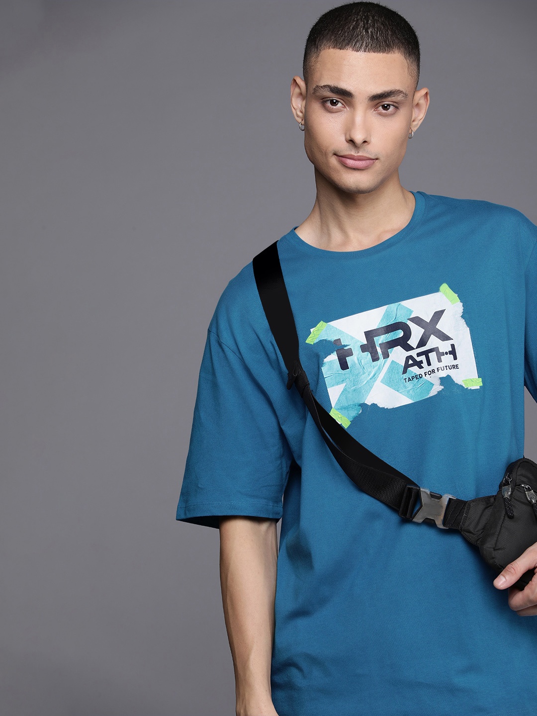 HRX by Hrithik Roshan Taped Pure Cotton Relaxed Fit Printed Drop-Shoulder Sleeves T-shirt, Blue
HRX by Hrithik Roshan Taped Pure Cotton Relaxed Fit Printed Drop-Shoulder Sleeves T-shirt, Blue