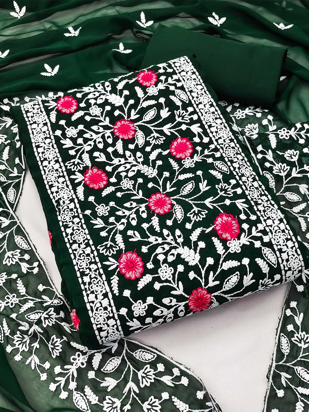 KALINI Ethnic Motifs Embroidered Thread Work Detailed Unstitched Dress Material, Green
KALINI Ethnic Motifs Embroidered Thread Work Detailed Unstitched Dress Material, Green
