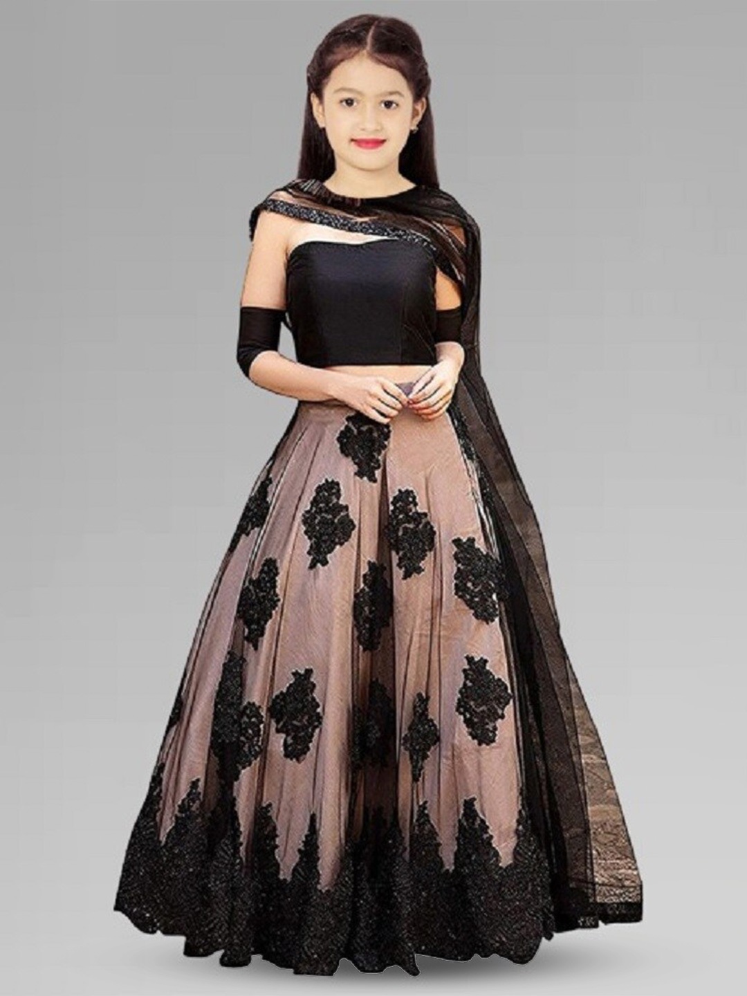 BAESD Girls Embroidered Net Semi-Stitched Lehenga & Unstitched Blouse With Dupatta, Black
BAESD Girls Embroidered Net Semi-Stitched Lehenga & Unstitched Blouse With Dupatta, Black