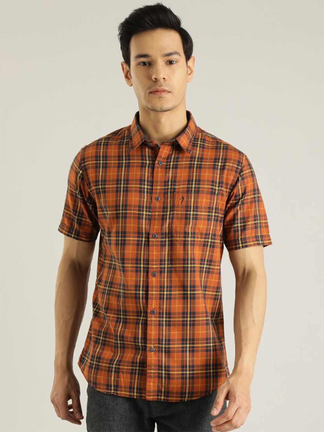 Indian Terrain Tartan Checked Spread Collar Short Sleeves Tailored Fit Casual Shirt, Red
Indian Terrain Tartan Checked Spread Collar Short Sleeves Tailored Fit Casual Shirt, Red
