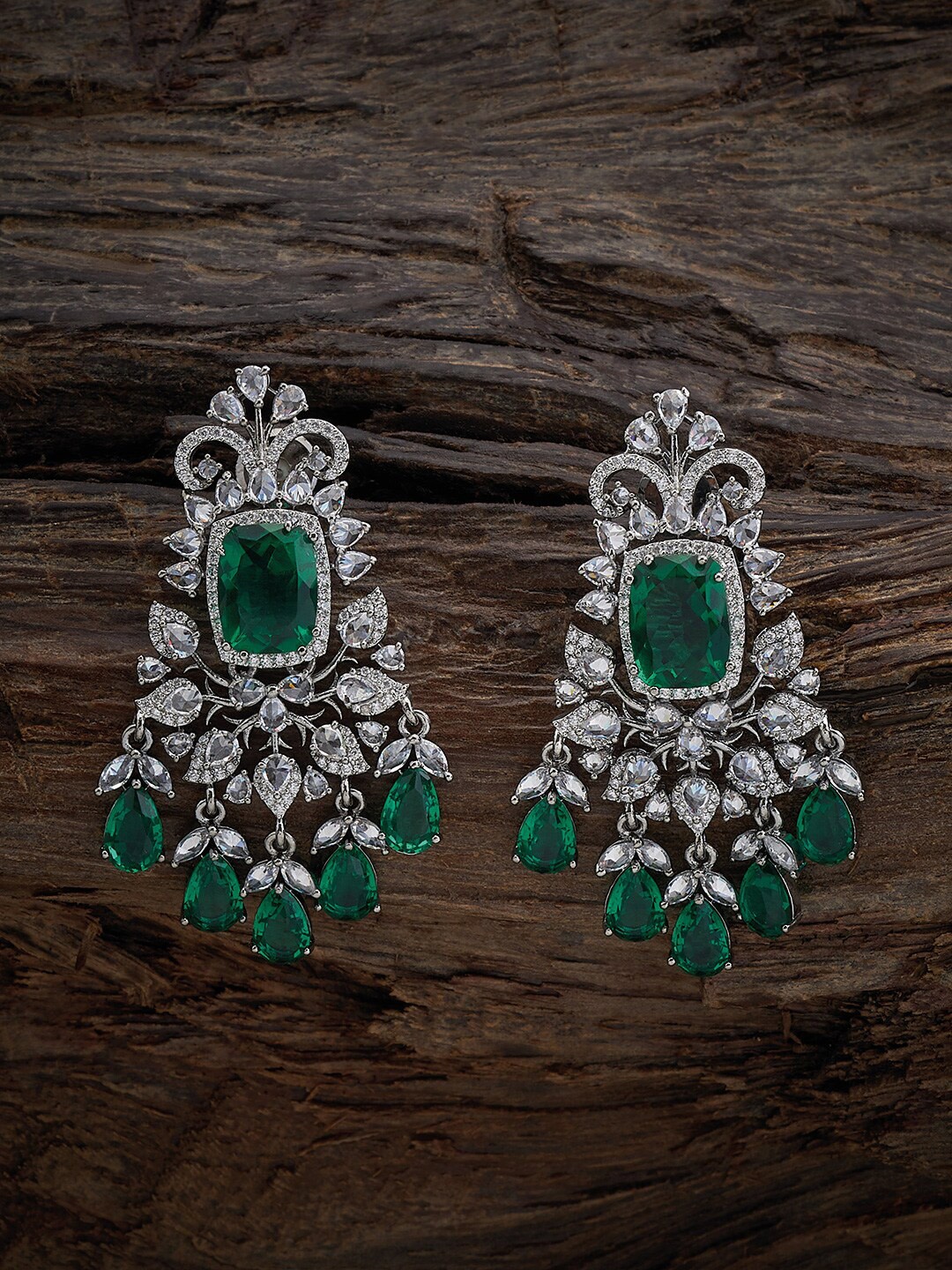 Kushal's Fashion Jewellery Rhodium-Plated Cubic Zirconia Studded Drop Earrings, Green
Kushal's Fashion Jewellery Rhodium-Plated Cubic Zirconia Studded Drop Earrings, Green