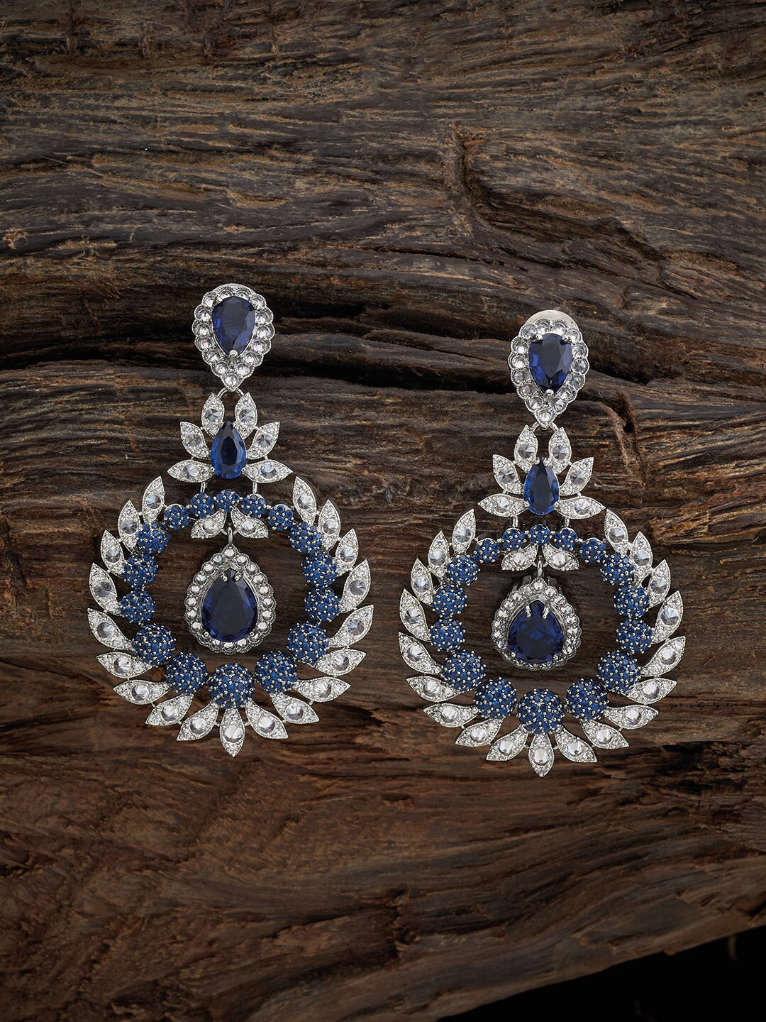 Kushal's Fashion Jewellery Rhodium-Plated Cubic Zirconia Studded Drop Earrings, Blue 
Kushal's Fashion Jewellery Rhodium-Plated Cubic Zirconia Studded Drop Earrings, Blue