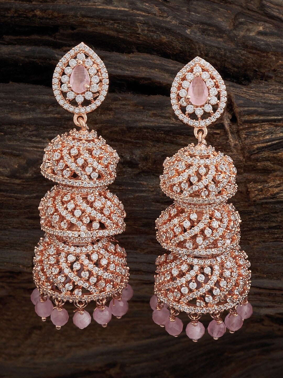 Kushal's Fashion Jewellery Rose Gold-Plated Dome Shaped 92.5 Pure Silver Jhumkas, Pink
Kushal's Fashion Jewellery Rose Gold-Plated Dome Shaped 92.5 Pure Silver Jhumkas, Pink