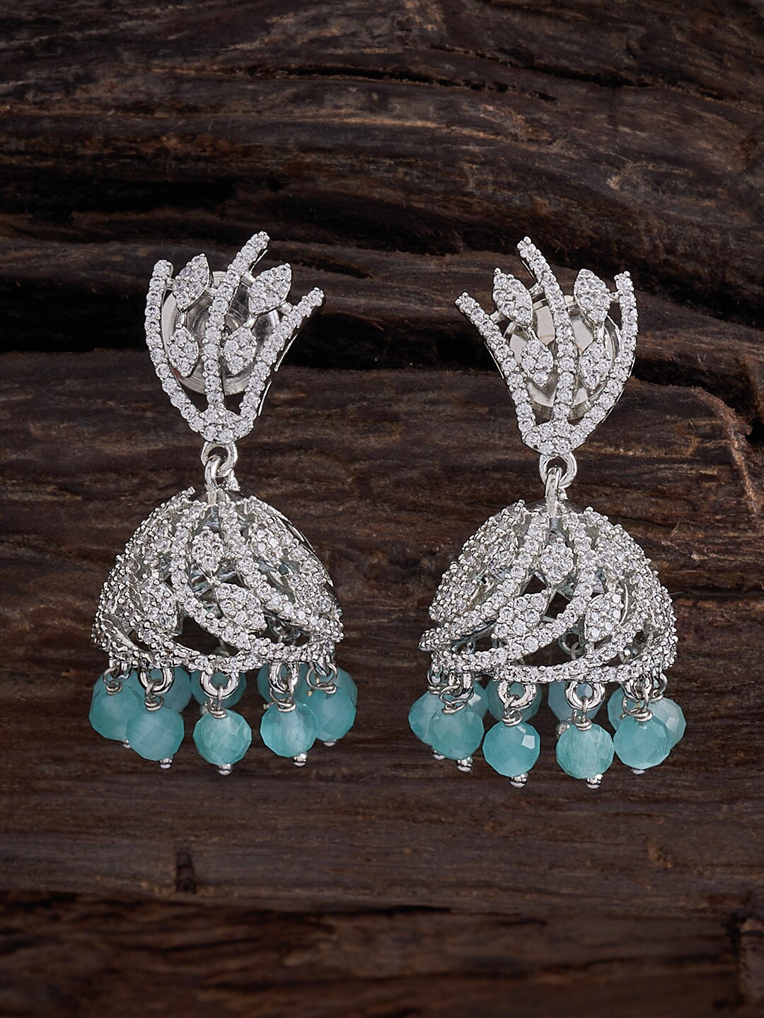 Kushal's Fashion Jewellery Rhodium-Plated Cubic Zirconia Studded Dome Shaped Jhumkas, Silver
Kushal's Fashion Jewellery Rhodium-Plated Cubic Zirconia Studded Dome Shaped Jhumkas, Silver
