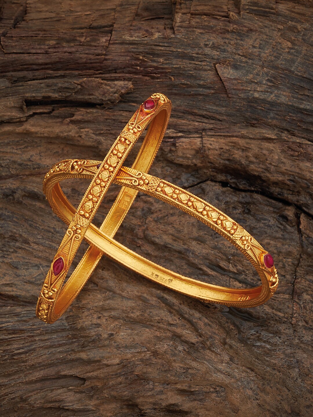 Kushal's Fashion Jewellery Set Of 2 Gold-Plated Stone-Studded 92.5 Pure Silver Bangles
Kushal's Fashion Jewellery Set Of 2 Gold-Plated Stone-Studded 92.5 Pure Silver Bangles
