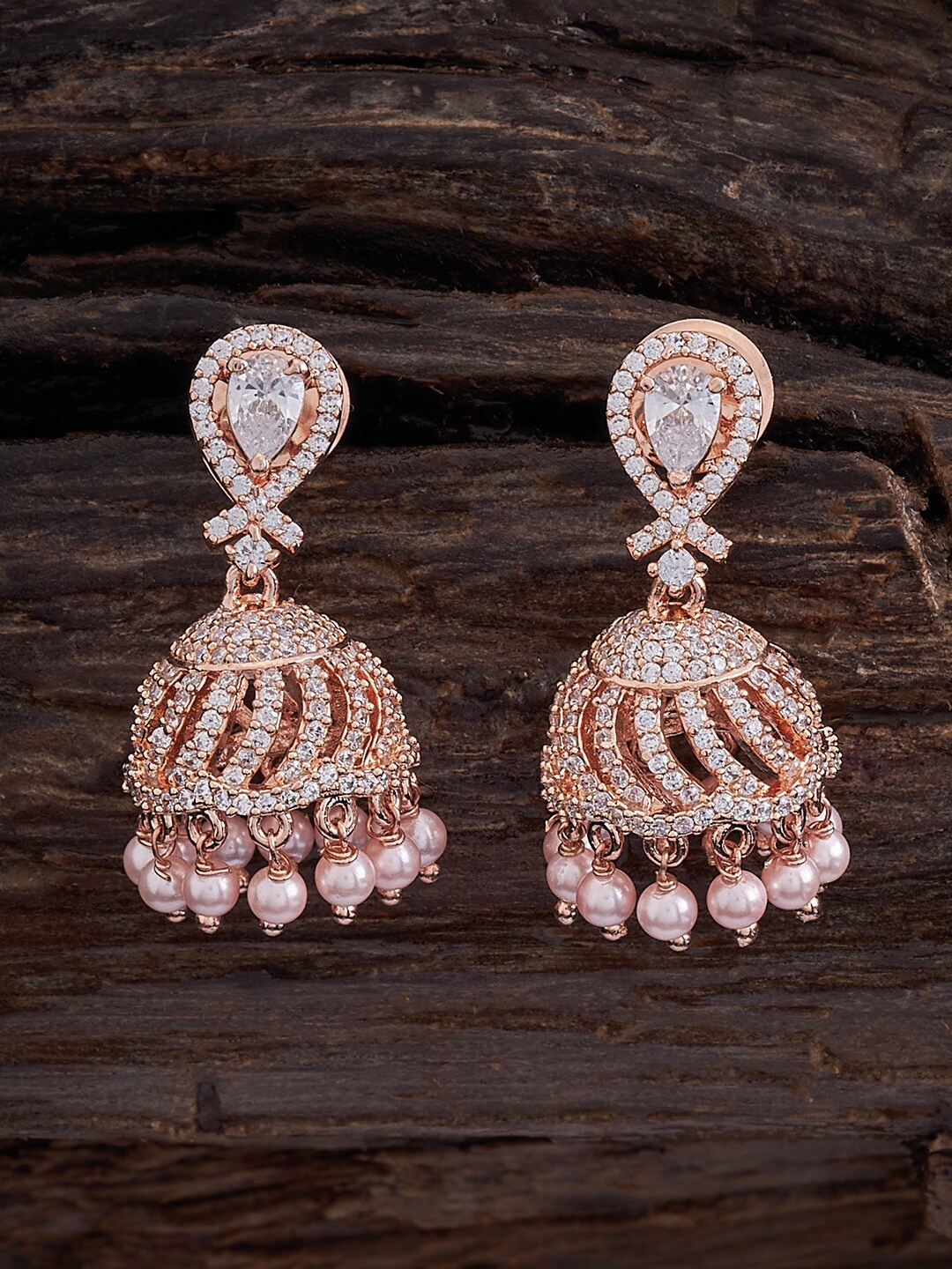 Kushal's Fashion Jewellery Rose Gold-Plated Dome Shaped Zircon-Studded Jhumkas
Kushal's Fashion Jewellery Rose Gold-Plated Dome Shaped Zircon-Studded Jhumkas