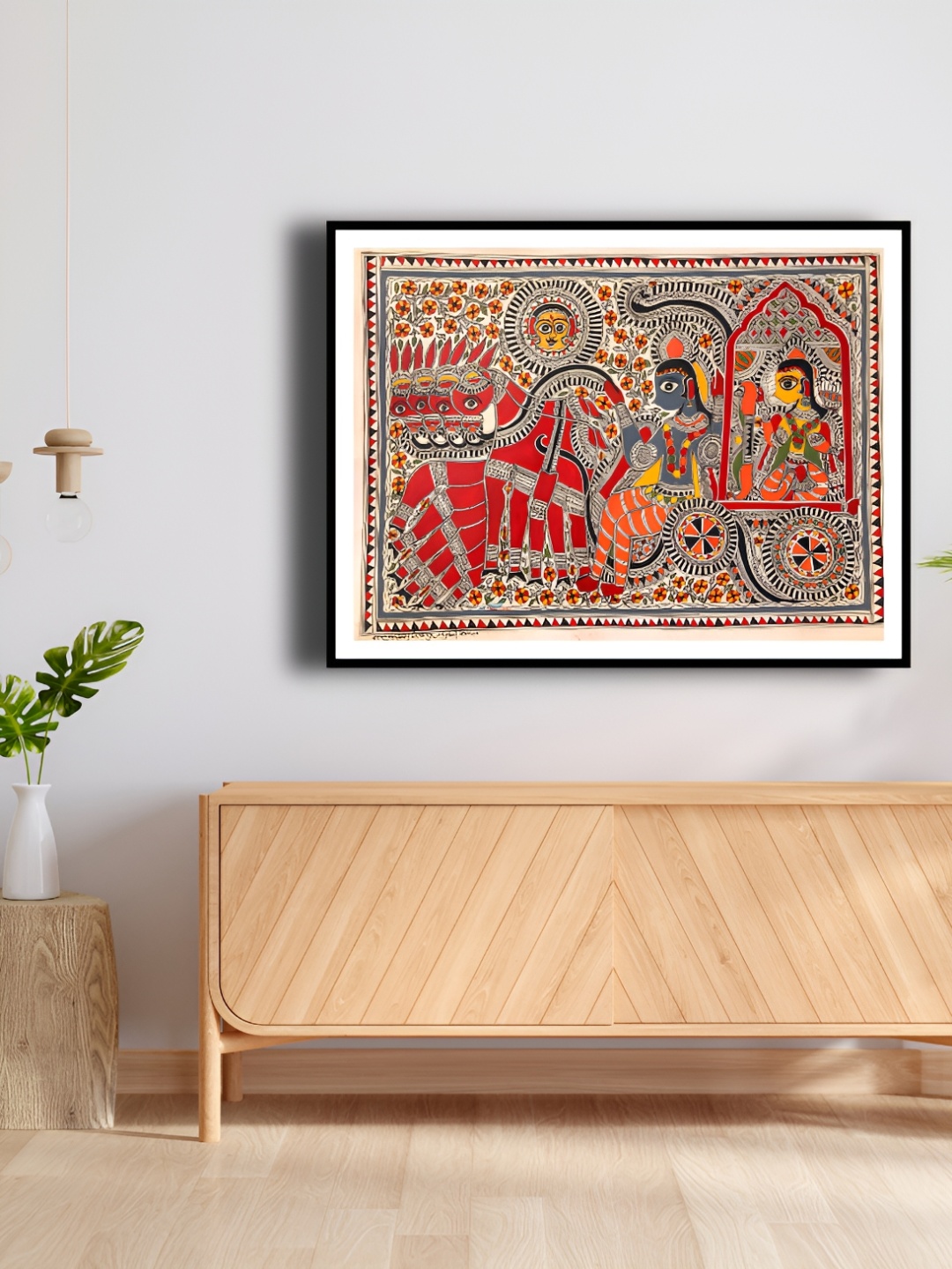 ARTDARSHAN Red & Grey Rectangular Paintings Wall Art
